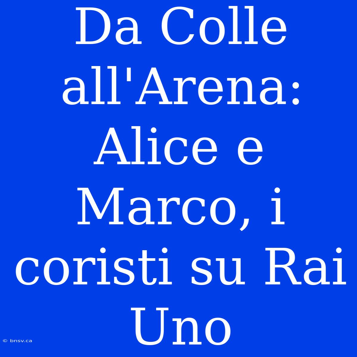 Da Colle All'Arena: Alice E Marco, I Coristi Su Rai Uno