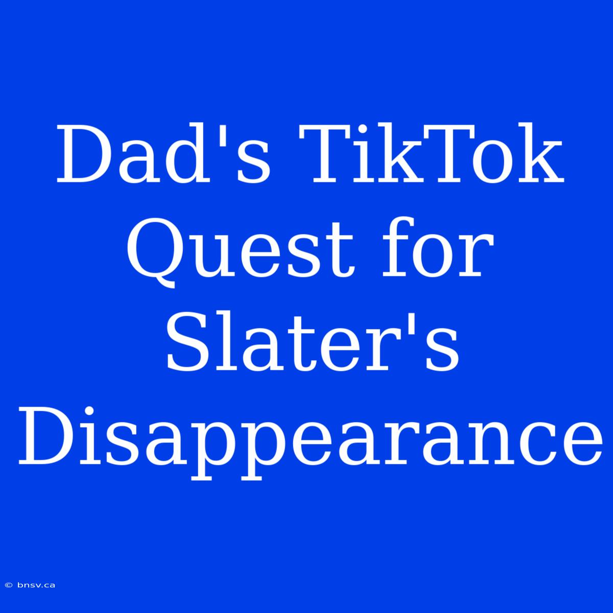 Dad's TikTok Quest For Slater's Disappearance