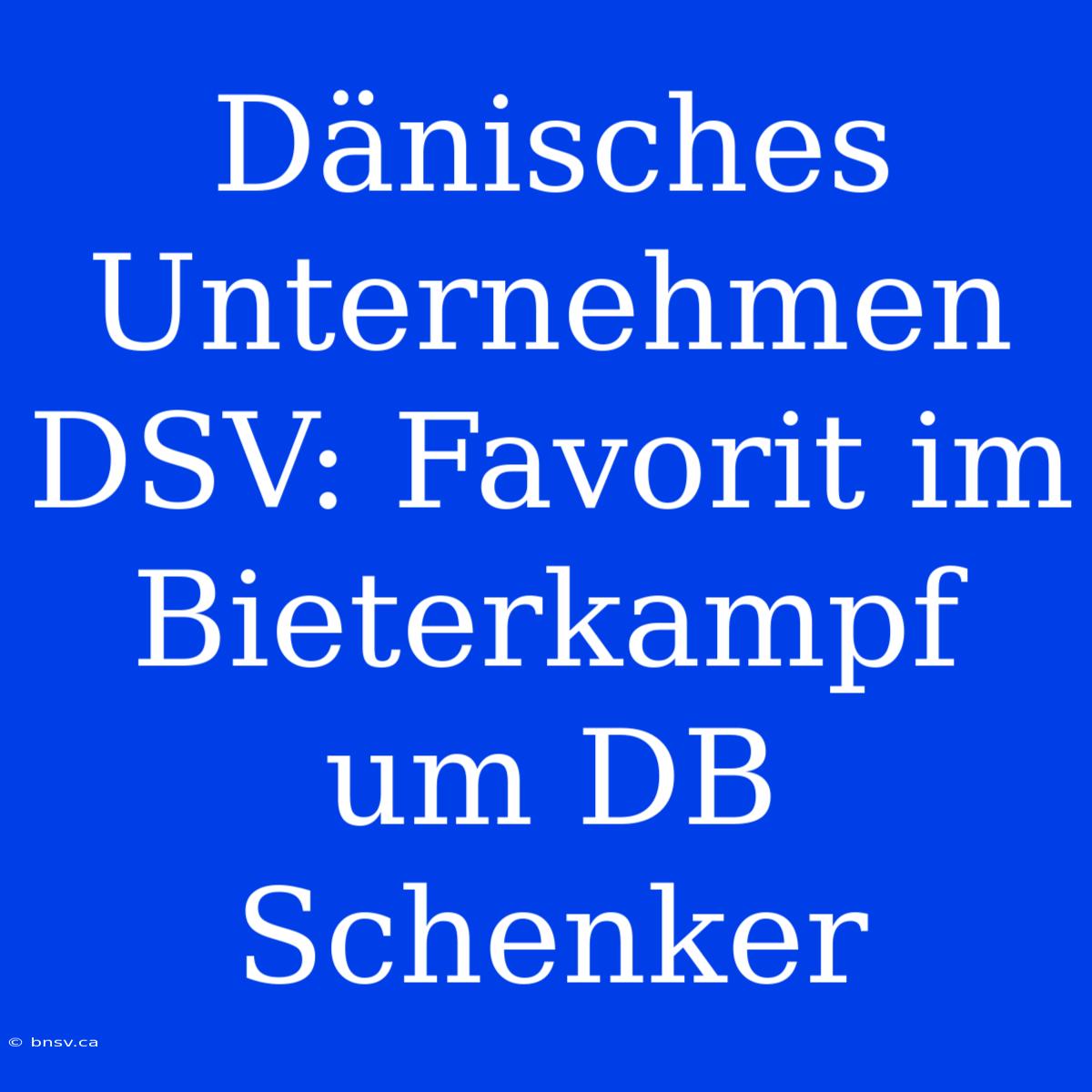 Dänisches Unternehmen DSV: Favorit Im Bieterkampf Um DB Schenker