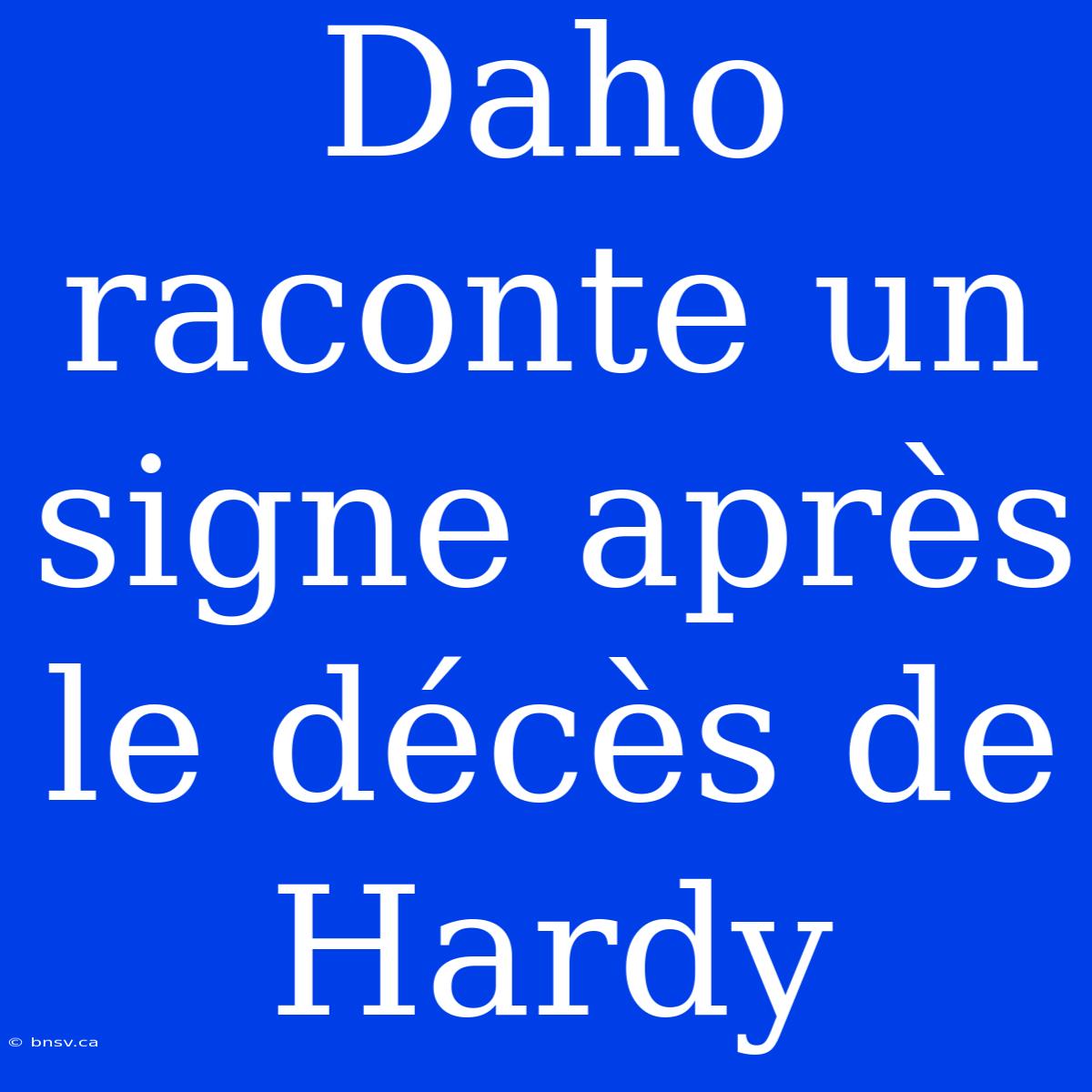 Daho Raconte Un Signe Après Le Décès De Hardy