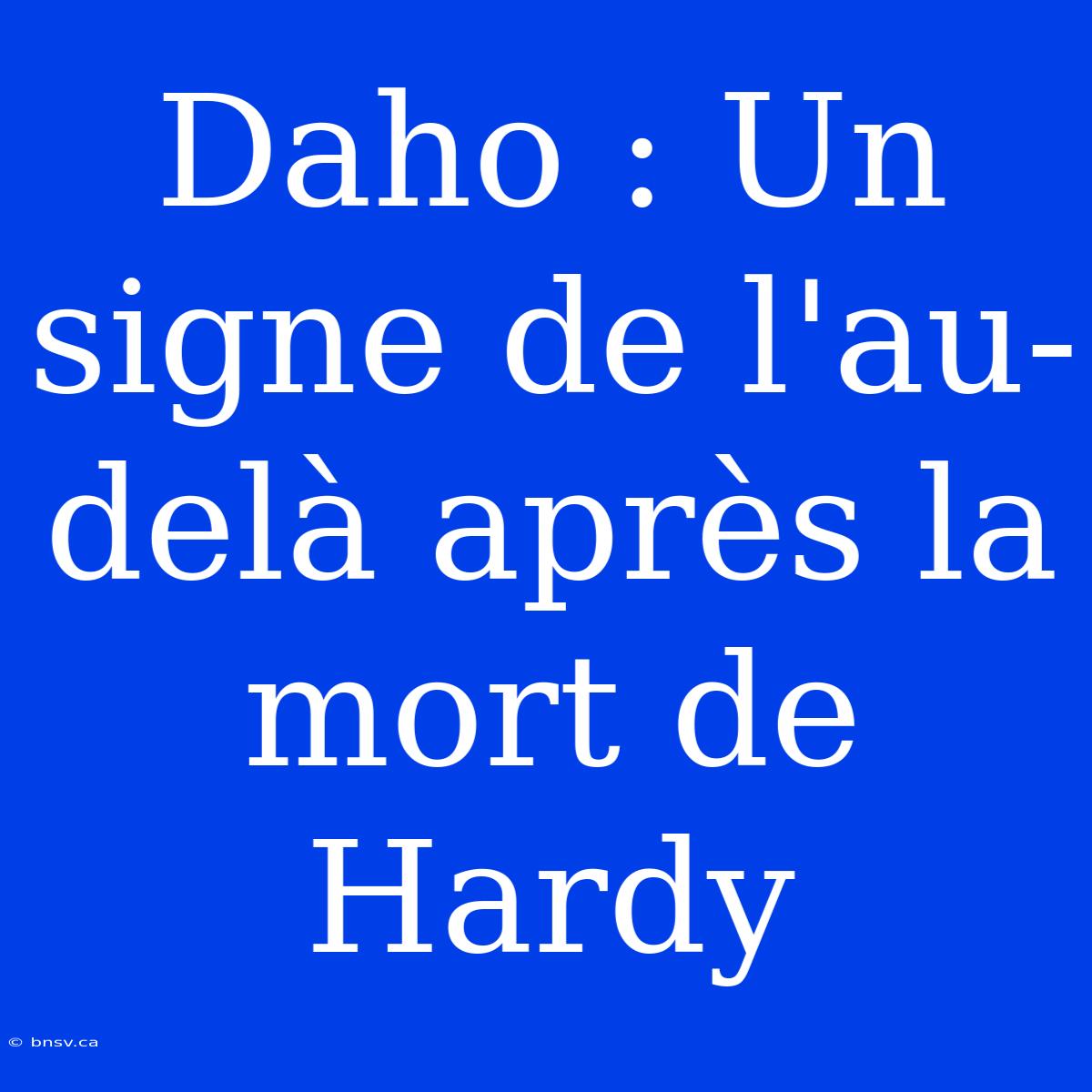 Daho : Un Signe De L'au-delà Après La Mort De Hardy