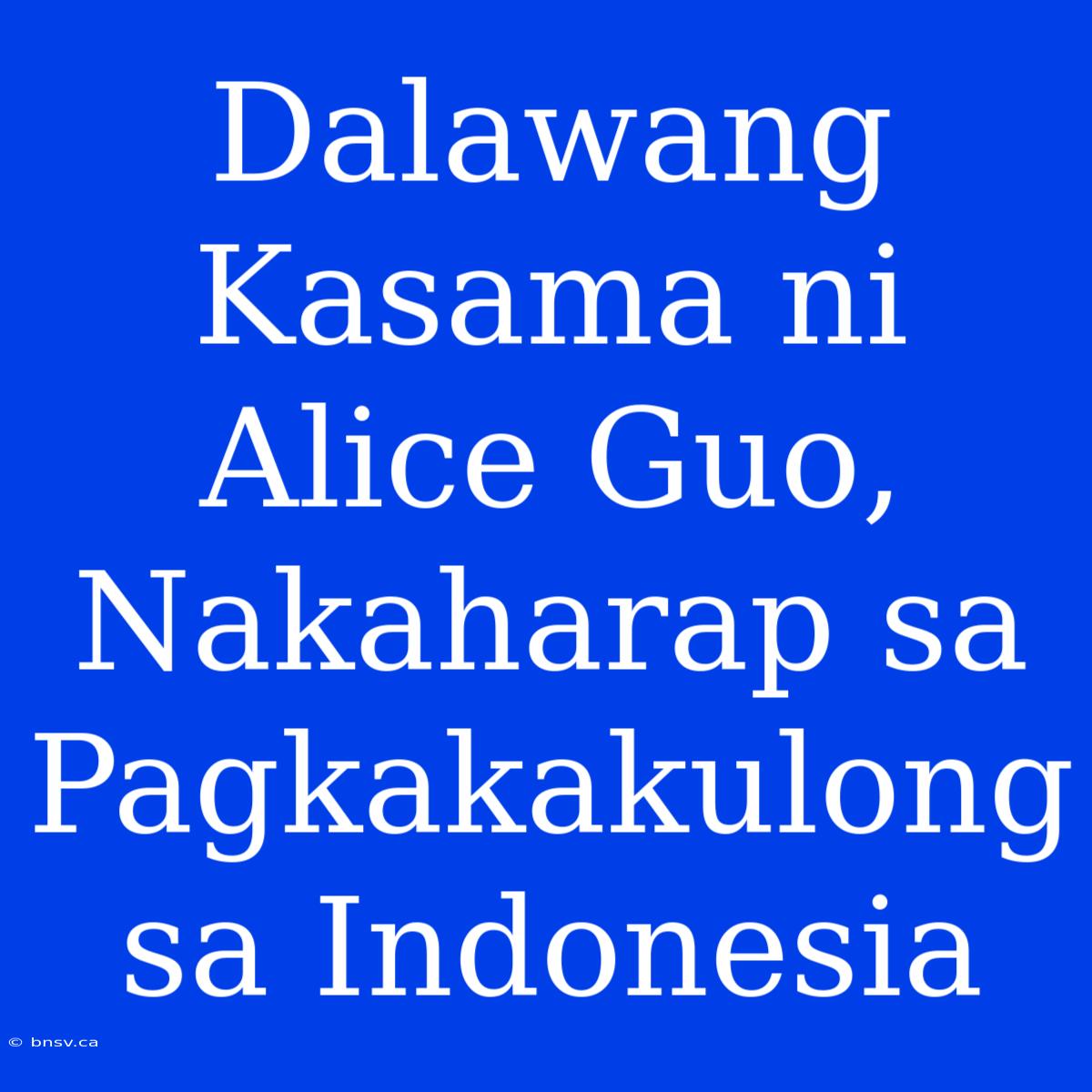 Dalawang Kasama Ni Alice Guo, Nakaharap Sa Pagkakakulong Sa Indonesia