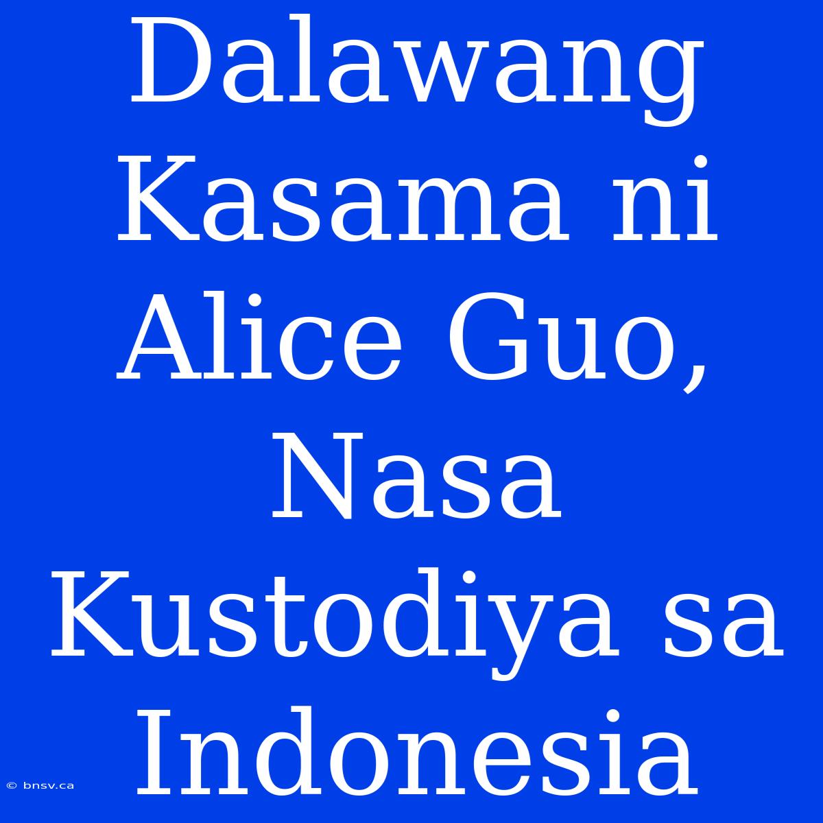 Dalawang Kasama Ni Alice Guo, Nasa Kustodiya Sa Indonesia