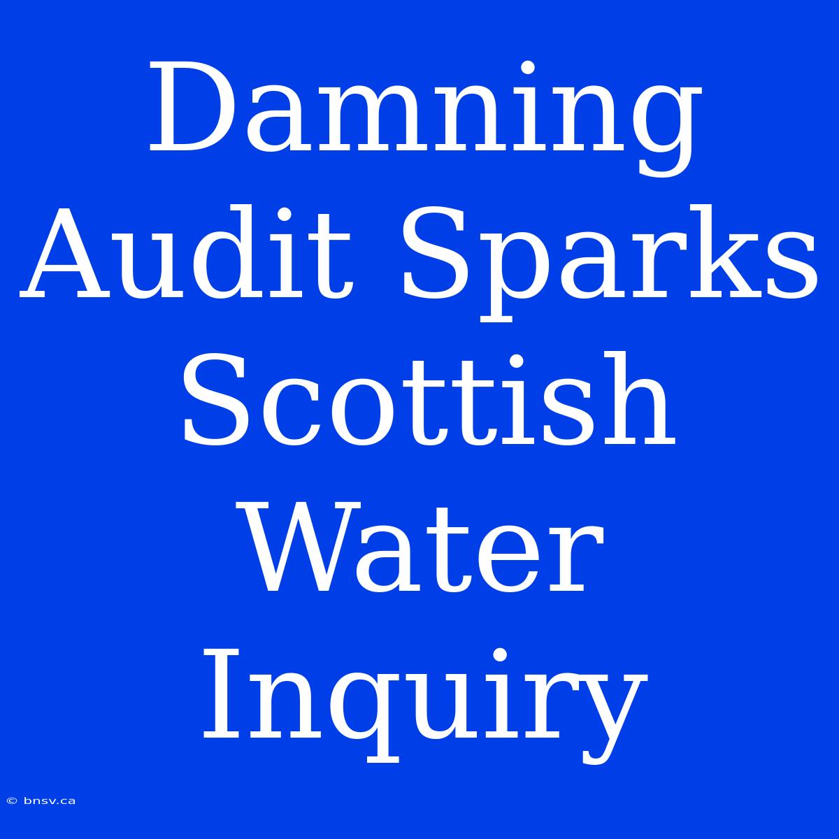 Damning Audit Sparks Scottish Water Inquiry