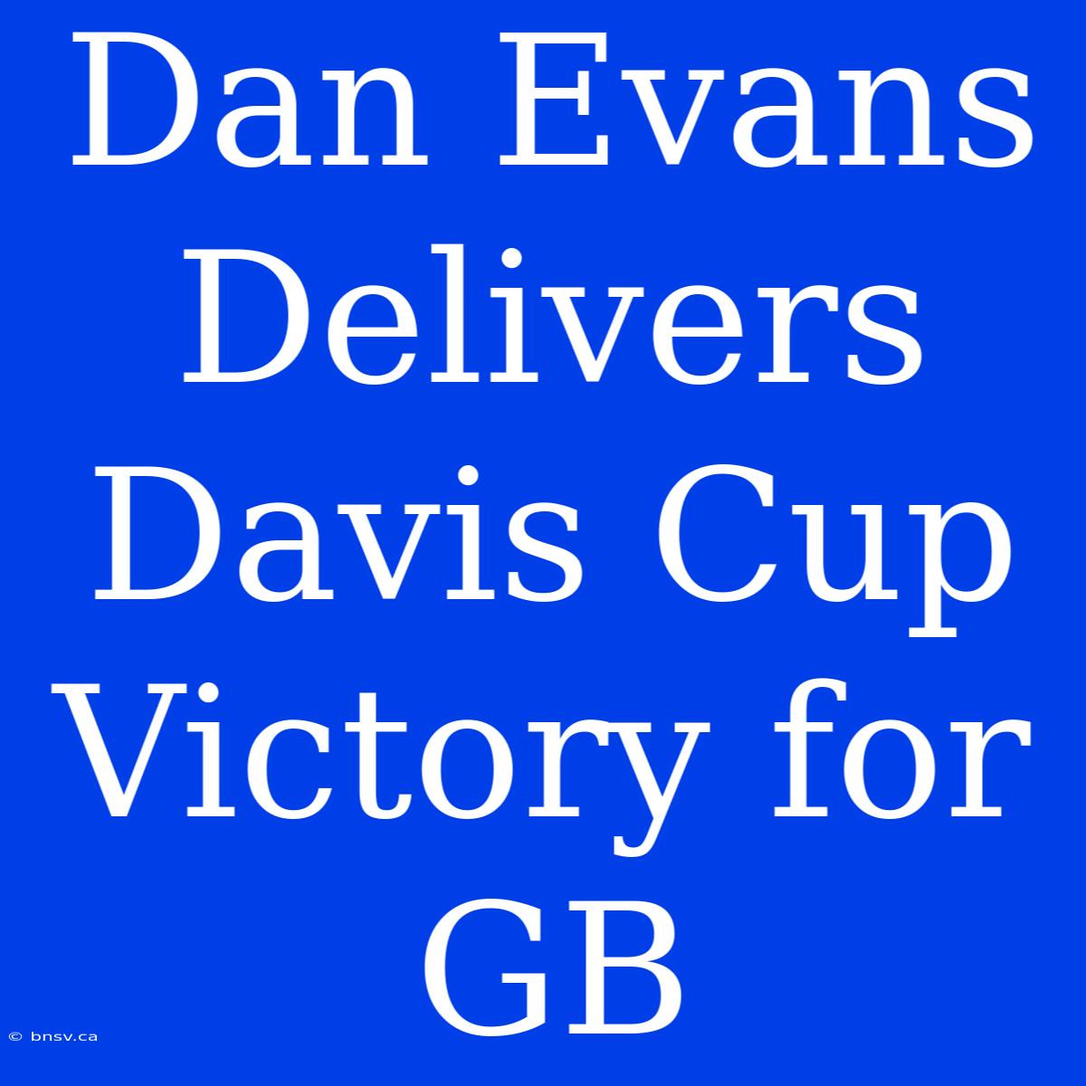 Dan Evans Delivers Davis Cup Victory For GB