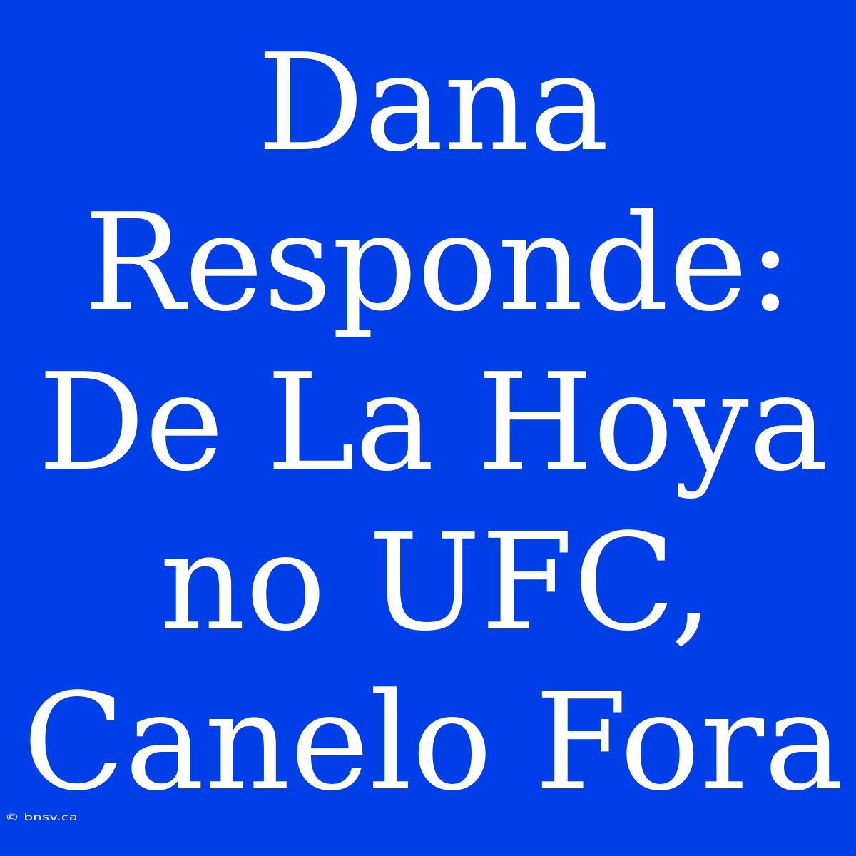 Dana Responde: De La Hoya No UFC, Canelo Fora