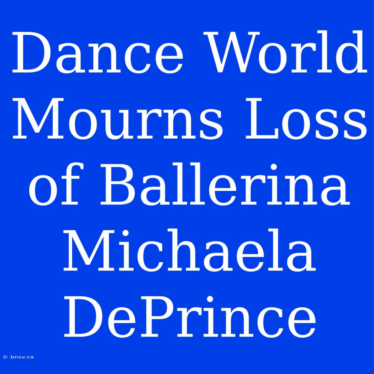 Dance World Mourns Loss Of Ballerina Michaela DePrince