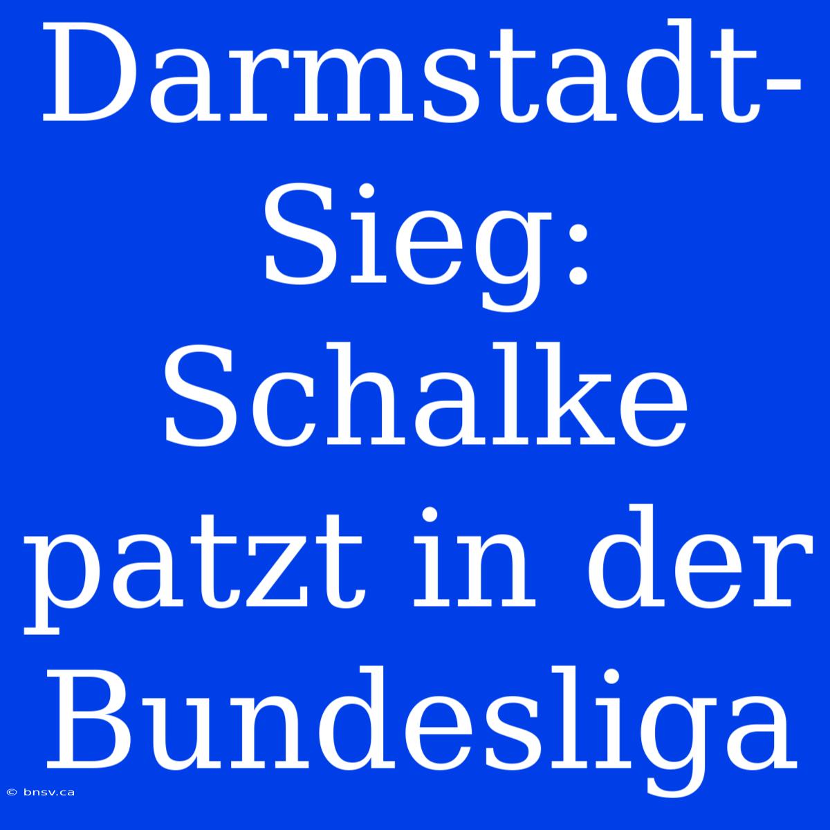 Darmstadt-Sieg: Schalke Patzt In Der Bundesliga