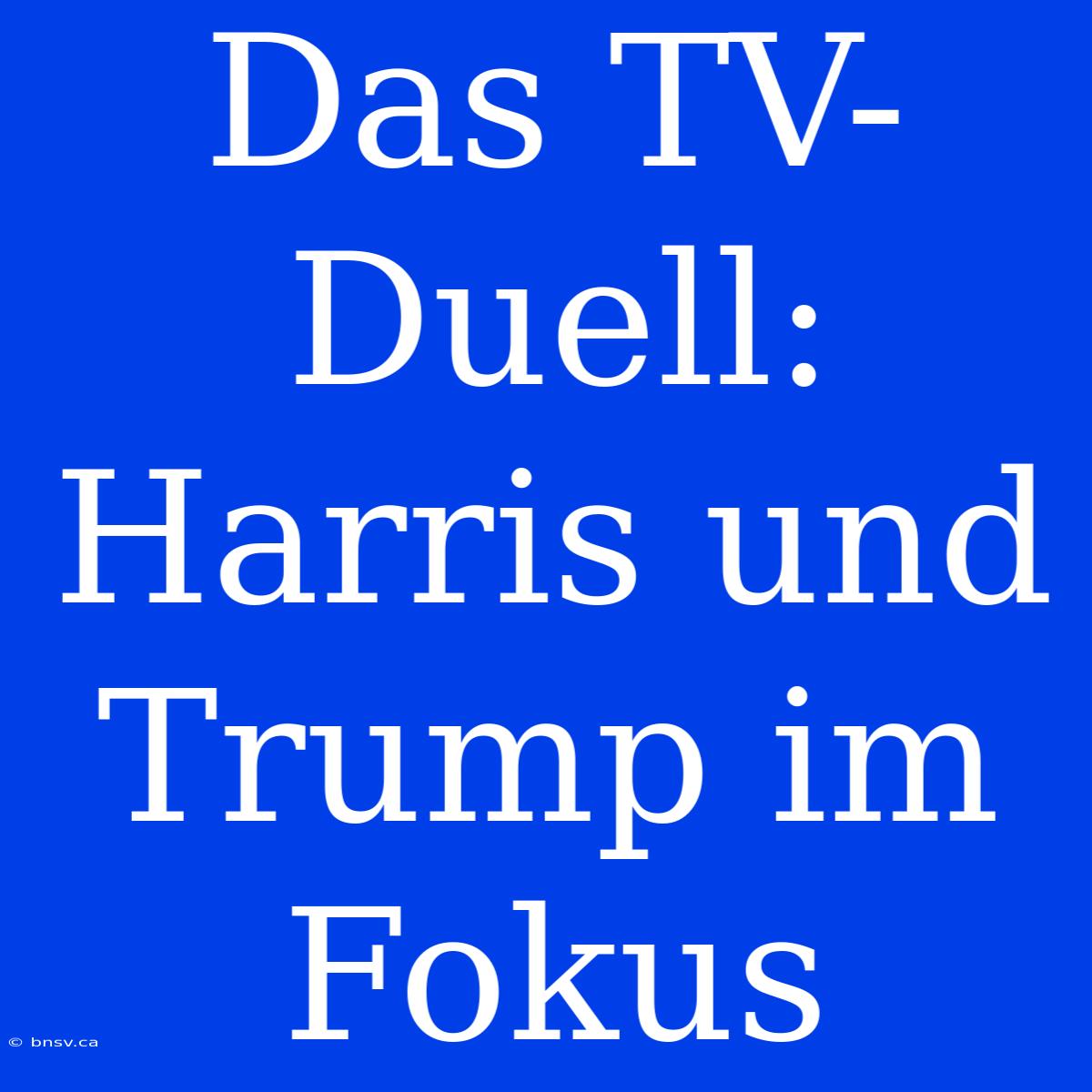 Das TV-Duell: Harris Und Trump Im Fokus