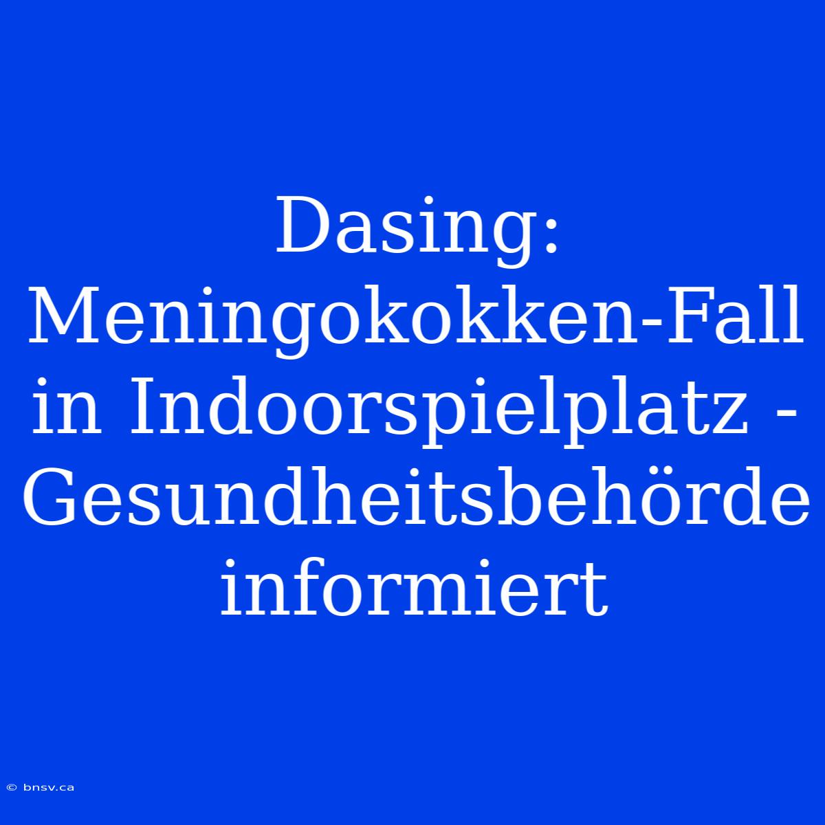 Dasing: Meningokokken-Fall In Indoorspielplatz - Gesundheitsbehörde Informiert