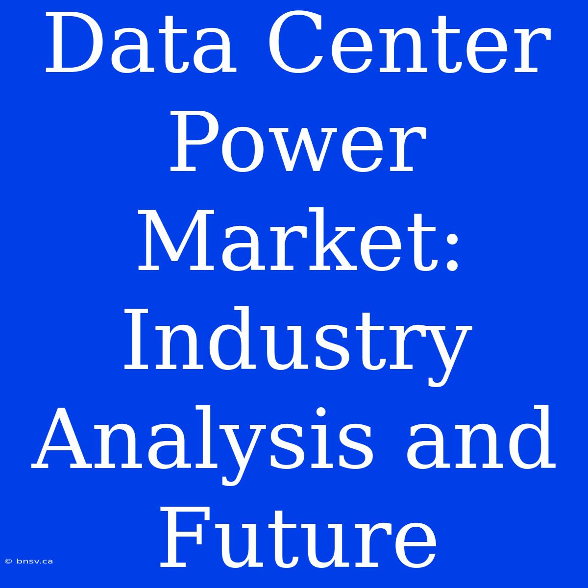 Data Center Power Market: Industry Analysis And Future