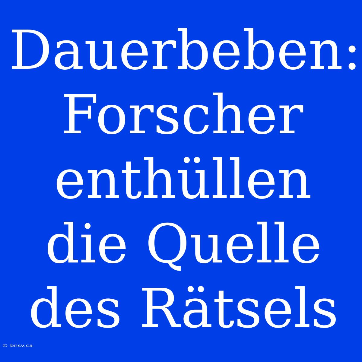 Dauerbeben: Forscher Enthüllen Die Quelle Des Rätsels