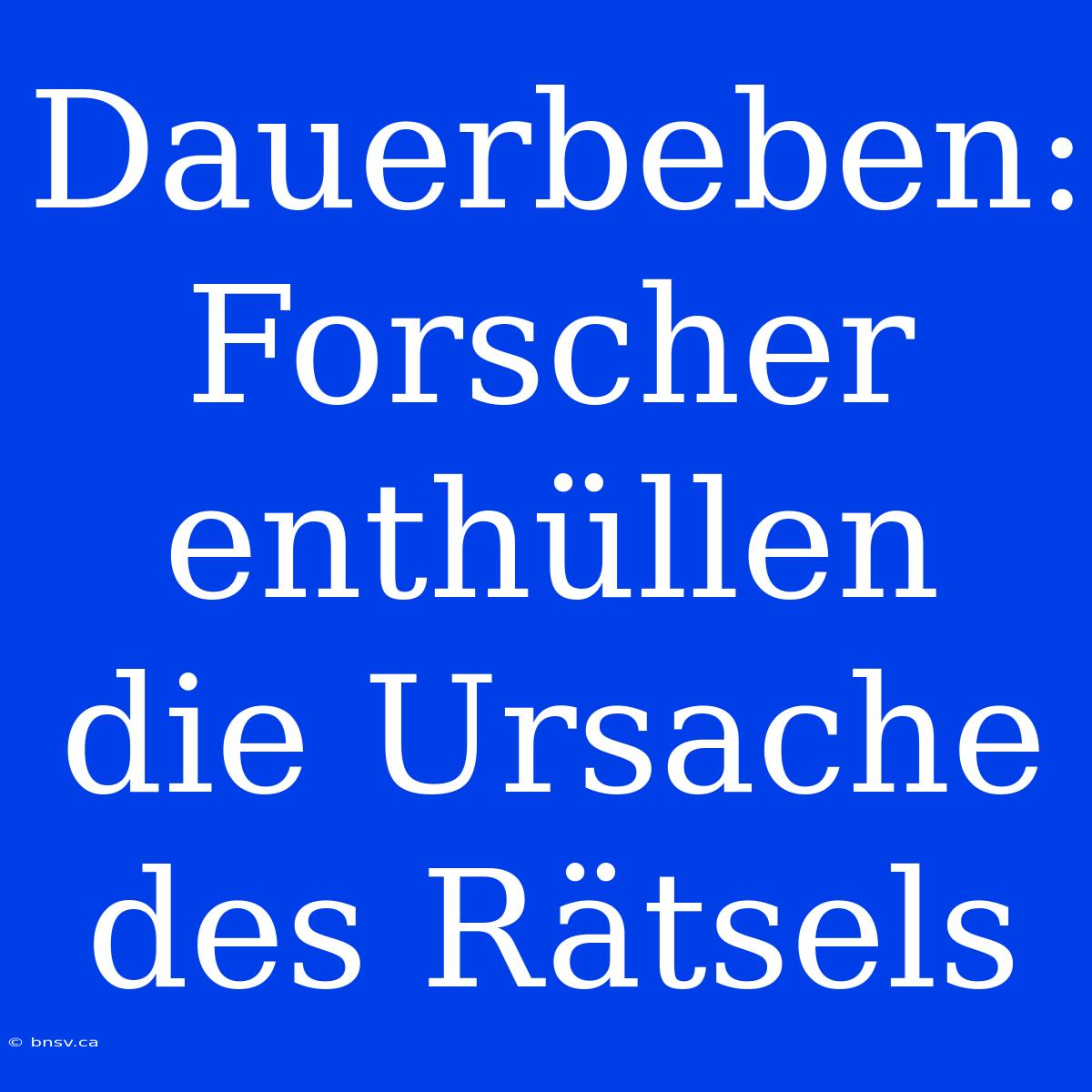 Dauerbeben: Forscher Enthüllen Die Ursache Des Rätsels