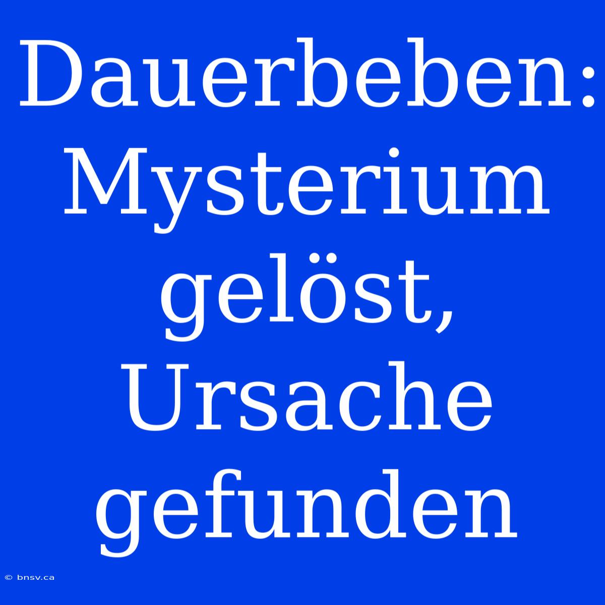 Dauerbeben: Mysterium Gelöst, Ursache Gefunden