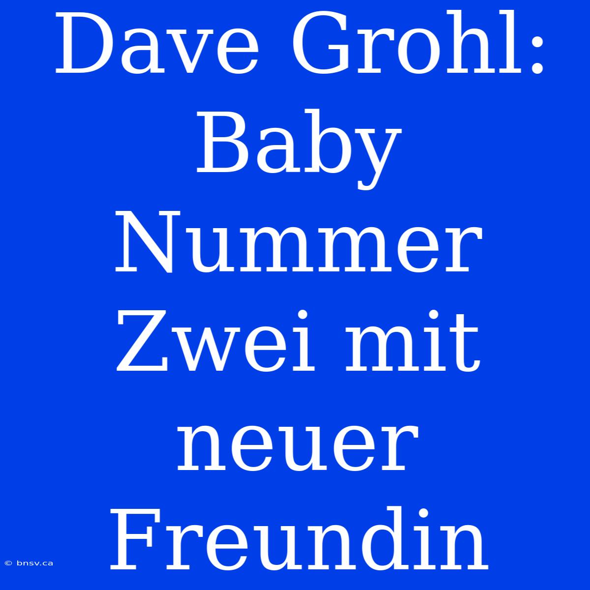 Dave Grohl: Baby Nummer Zwei Mit Neuer Freundin