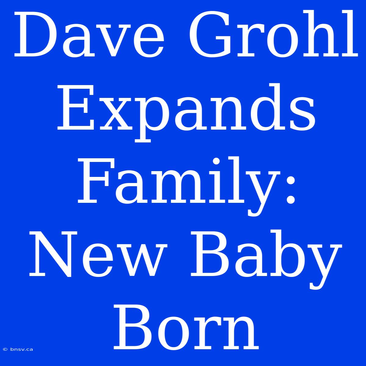 Dave Grohl Expands Family: New Baby Born