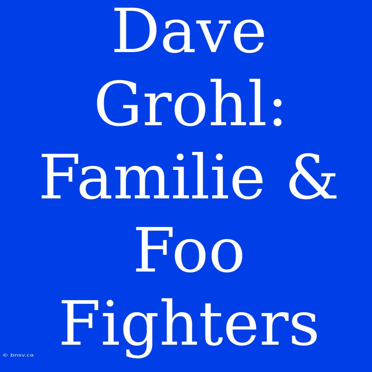 Dave Grohl: Familie & Foo Fighters