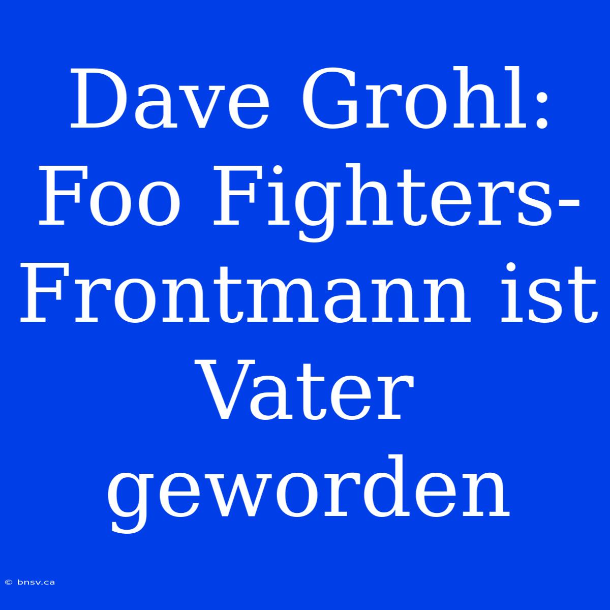 Dave Grohl: Foo Fighters-Frontmann Ist Vater Geworden