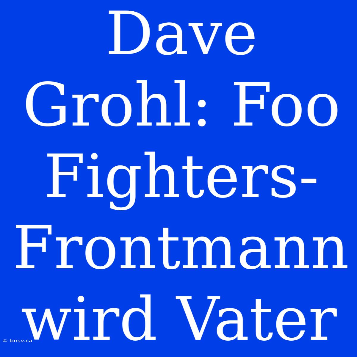 Dave Grohl: Foo Fighters-Frontmann Wird Vater