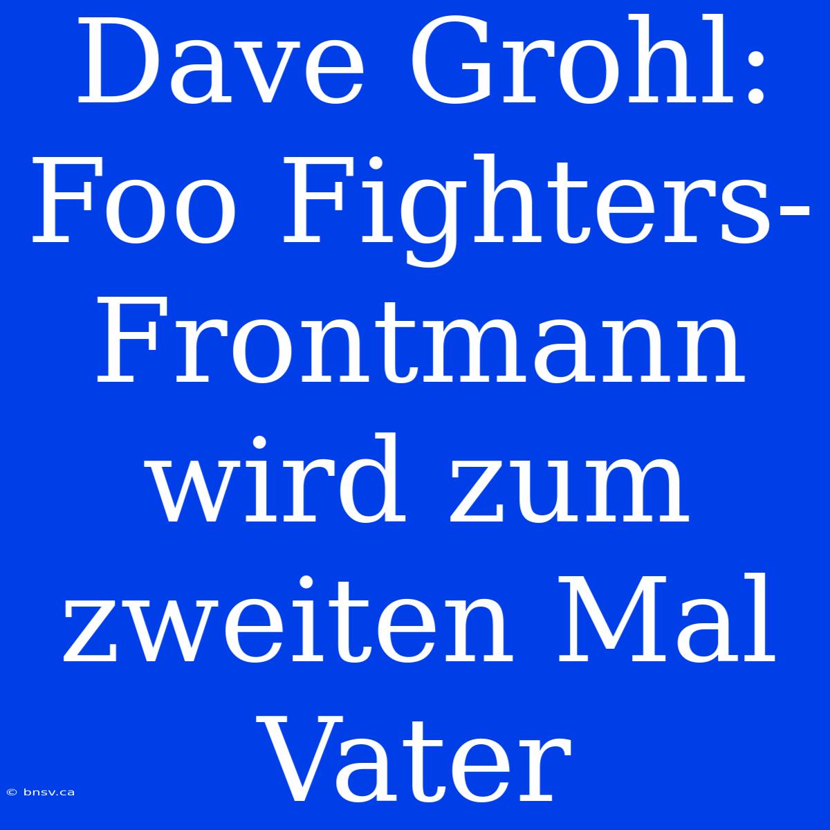 Dave Grohl: Foo Fighters-Frontmann Wird Zum Zweiten Mal Vater