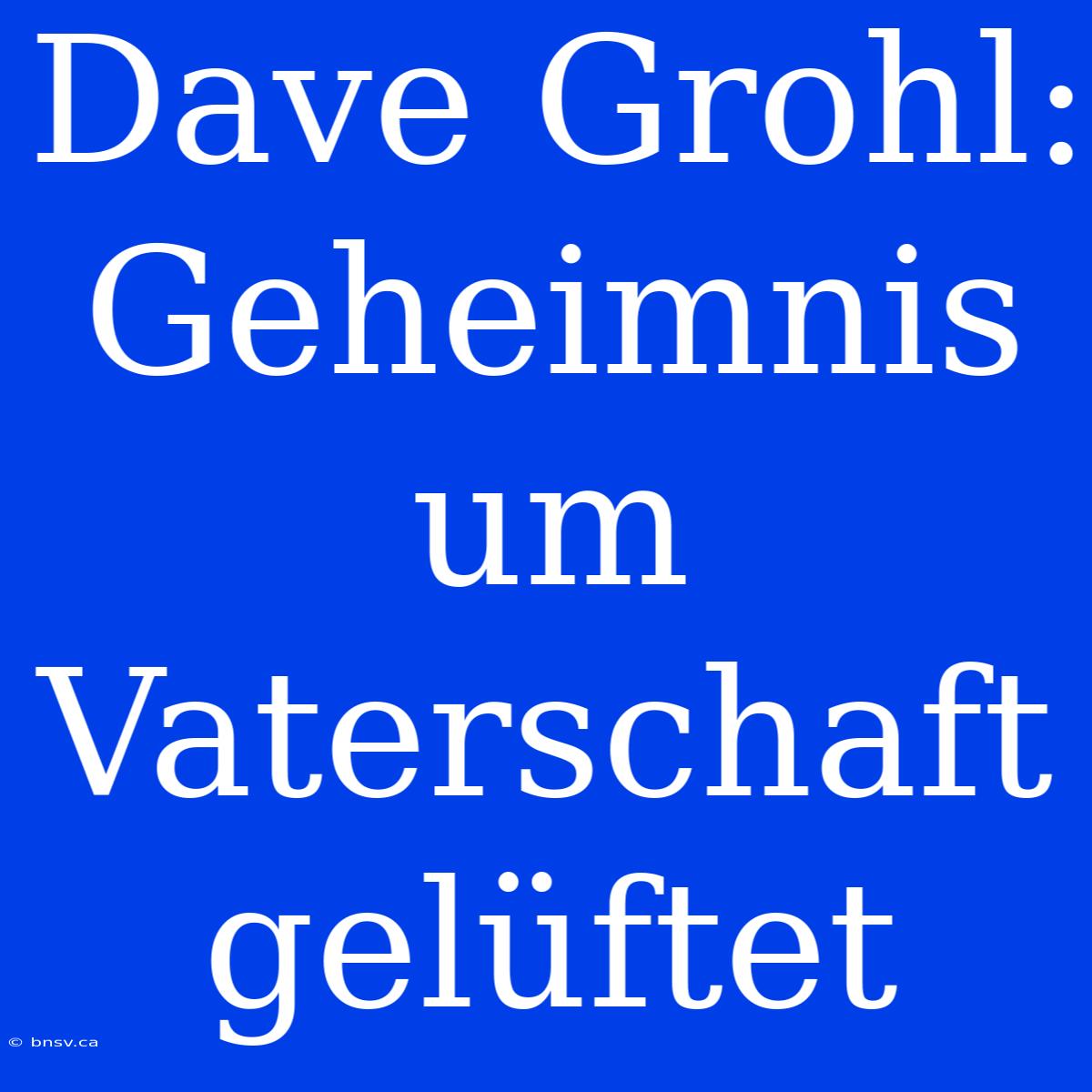 Dave Grohl: Geheimnis Um Vaterschaft Gelüftet