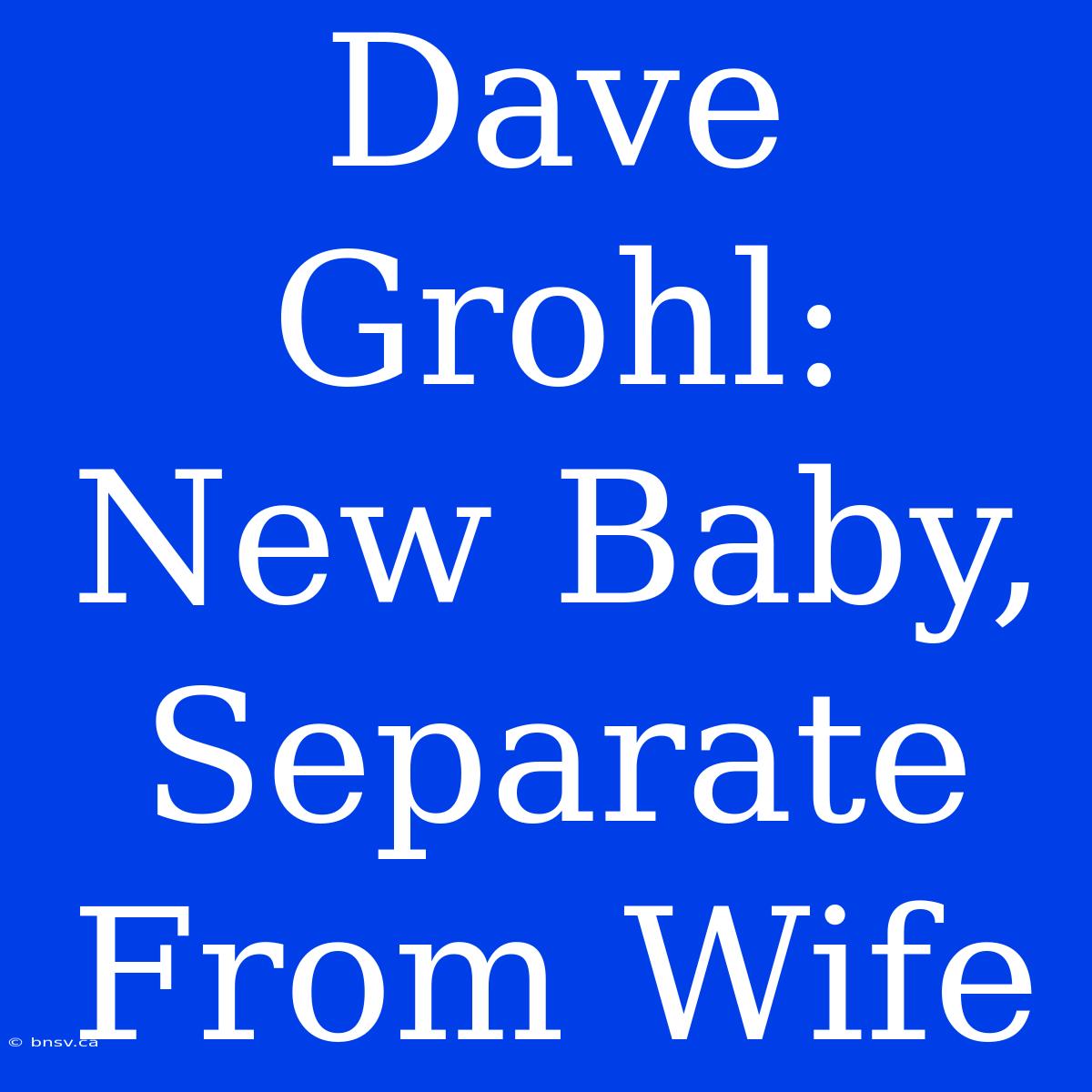 Dave Grohl: New Baby, Separate From Wife