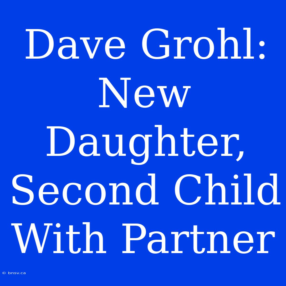 Dave Grohl: New Daughter, Second Child With Partner