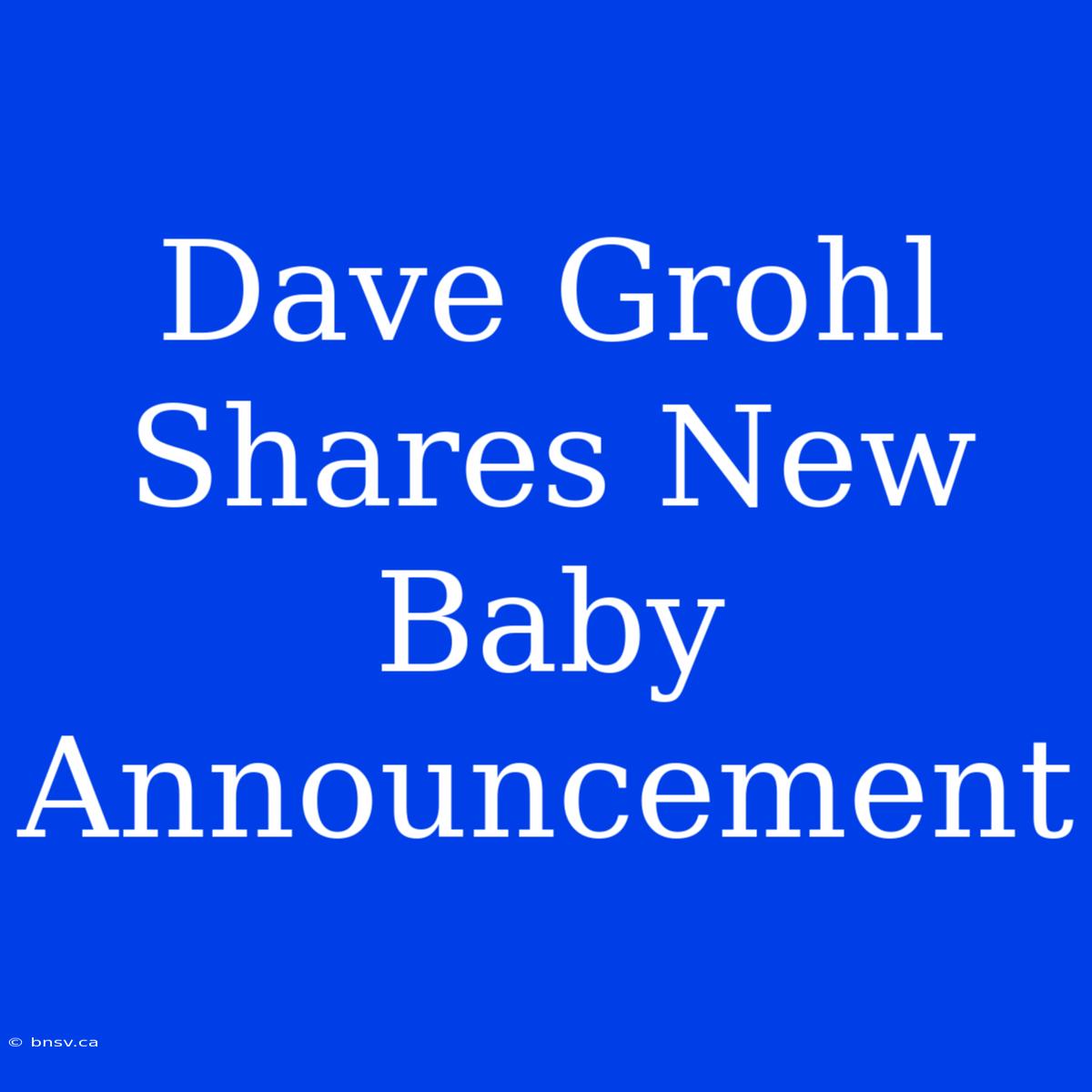 Dave Grohl Shares New Baby Announcement