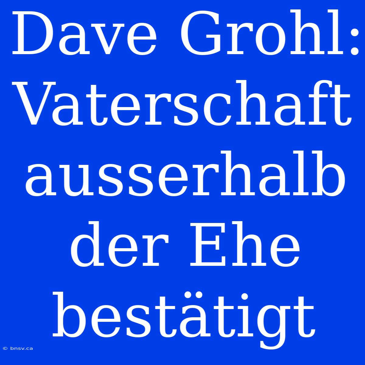 Dave Grohl: Vaterschaft Ausserhalb Der Ehe Bestätigt