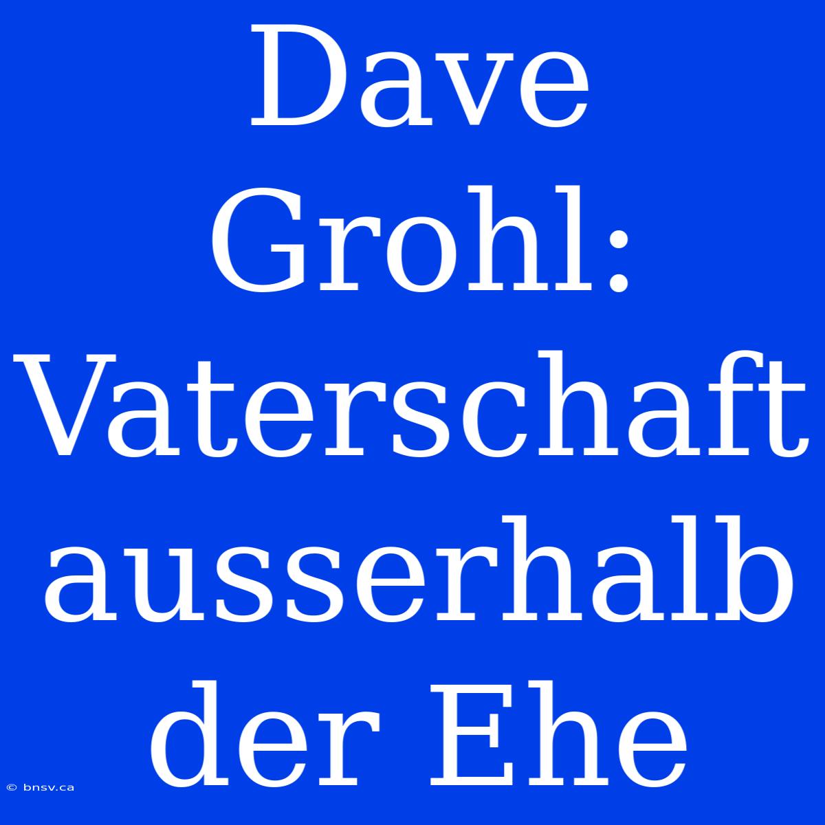 Dave Grohl: Vaterschaft Ausserhalb Der Ehe