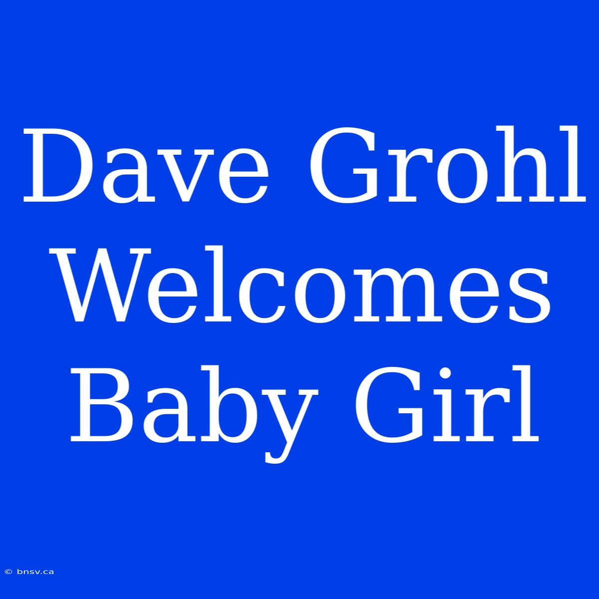 Dave Grohl Welcomes Baby Girl