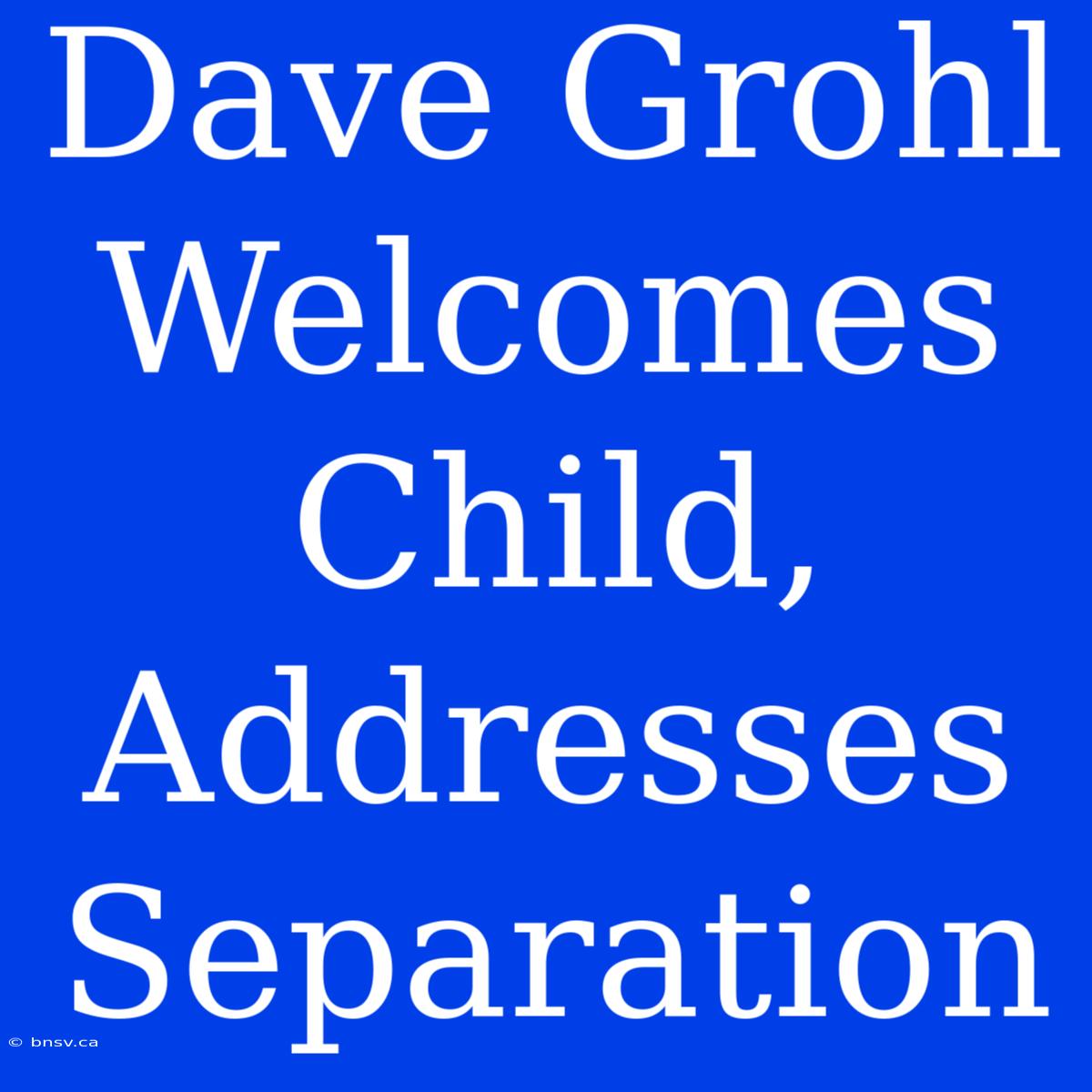 Dave Grohl Welcomes Child, Addresses Separation