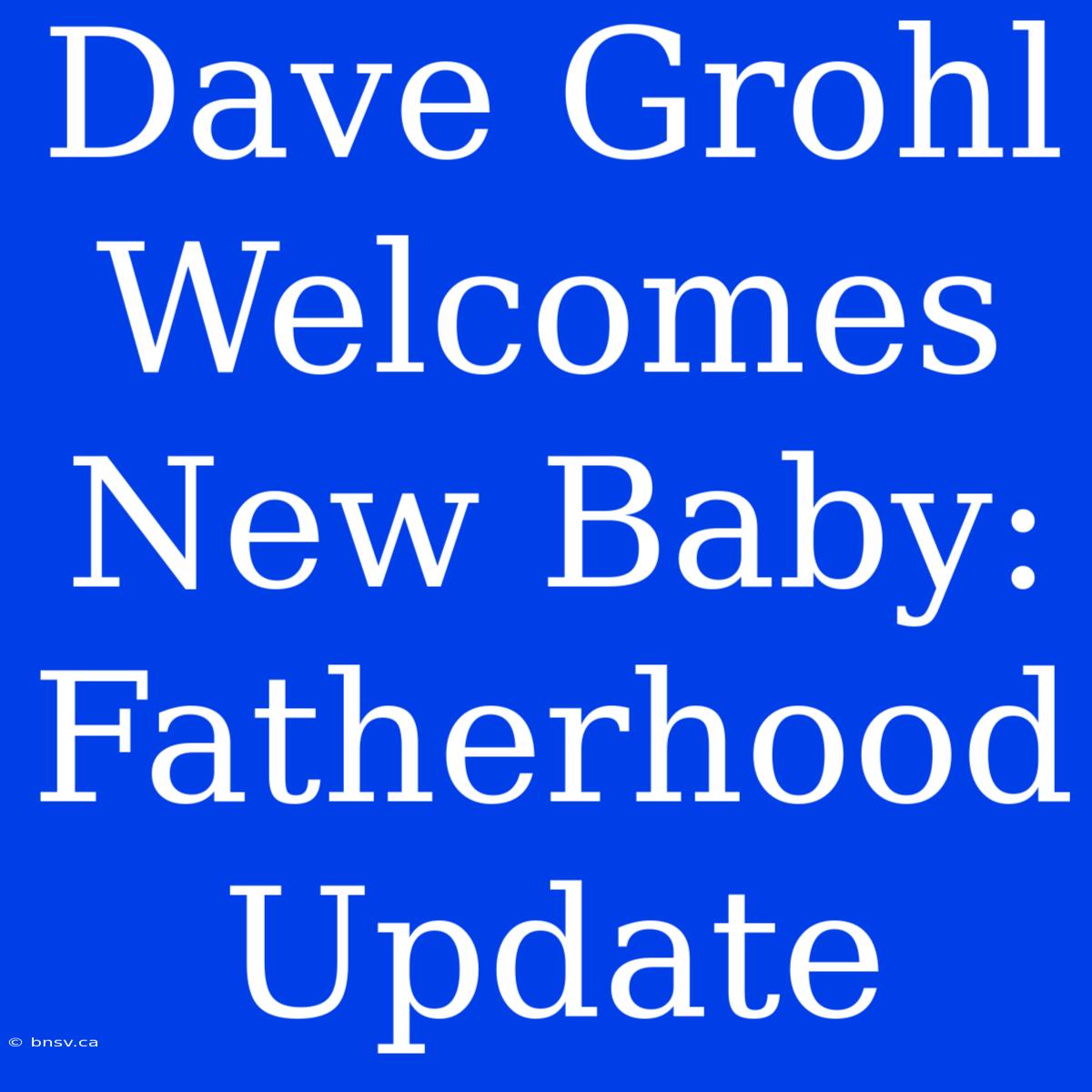 Dave Grohl Welcomes New Baby: Fatherhood Update