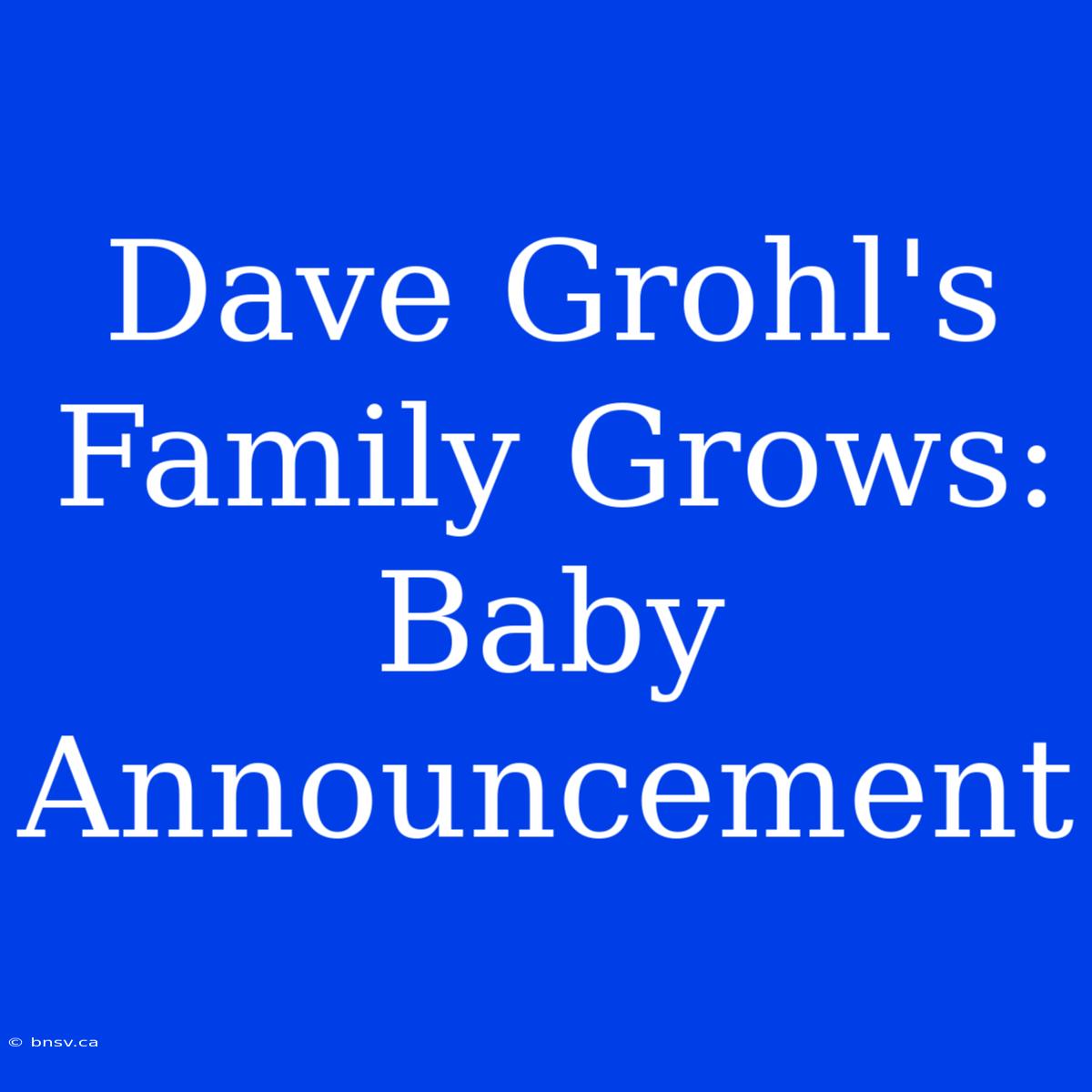 Dave Grohl's Family Grows: Baby Announcement