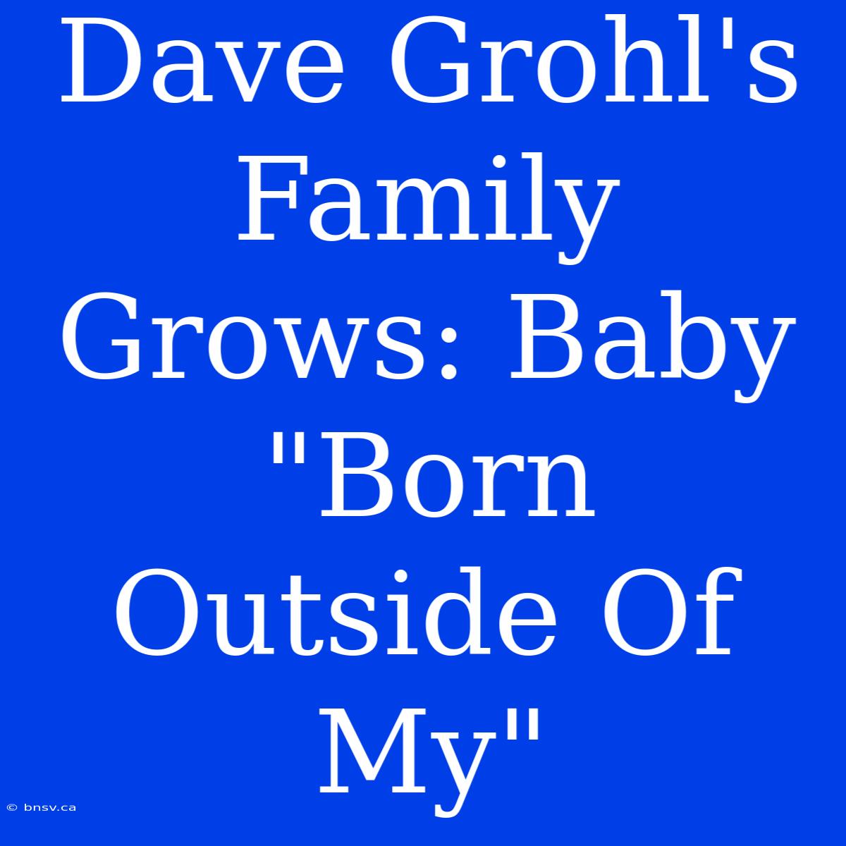 Dave Grohl's Family Grows: Baby 