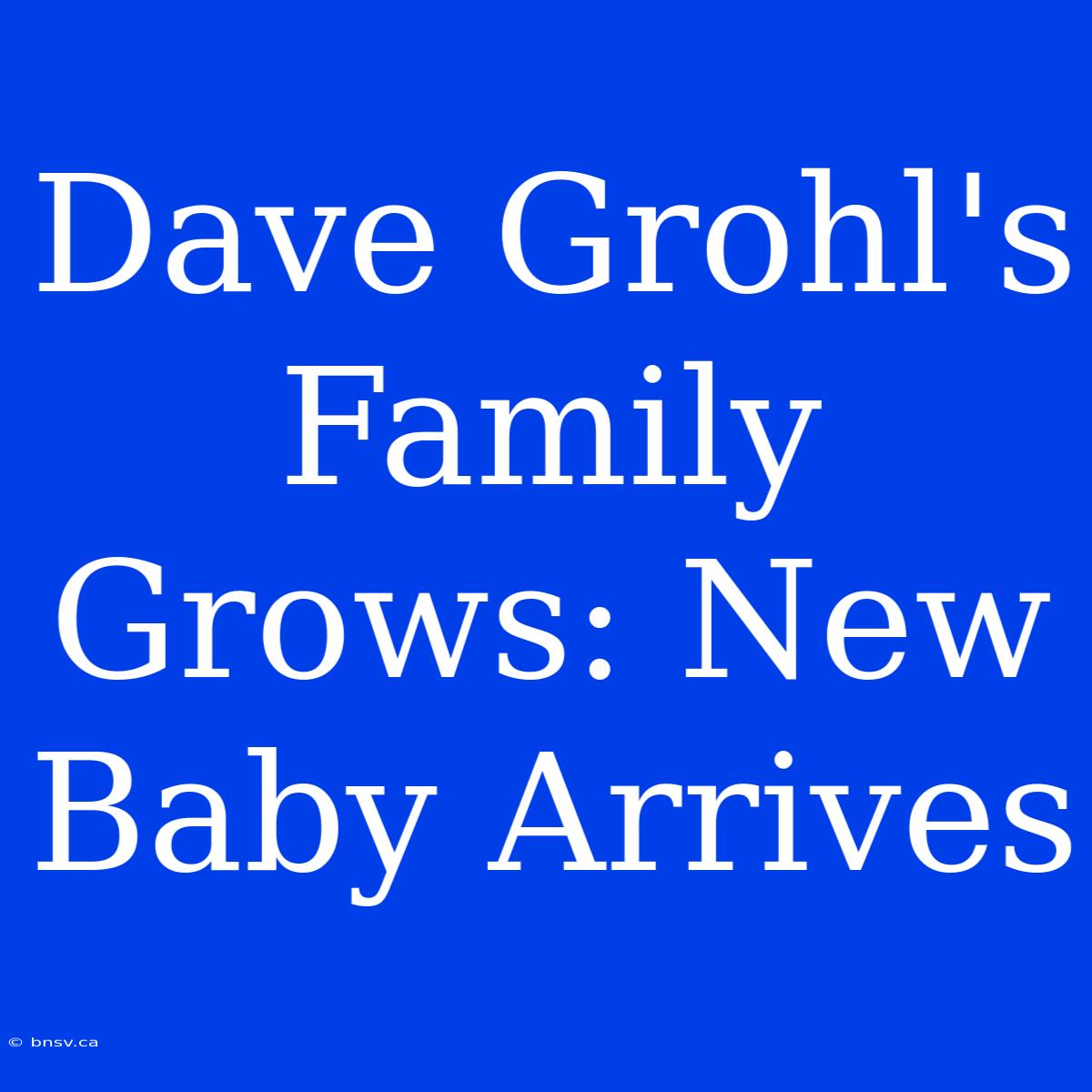 Dave Grohl's Family Grows: New Baby Arrives