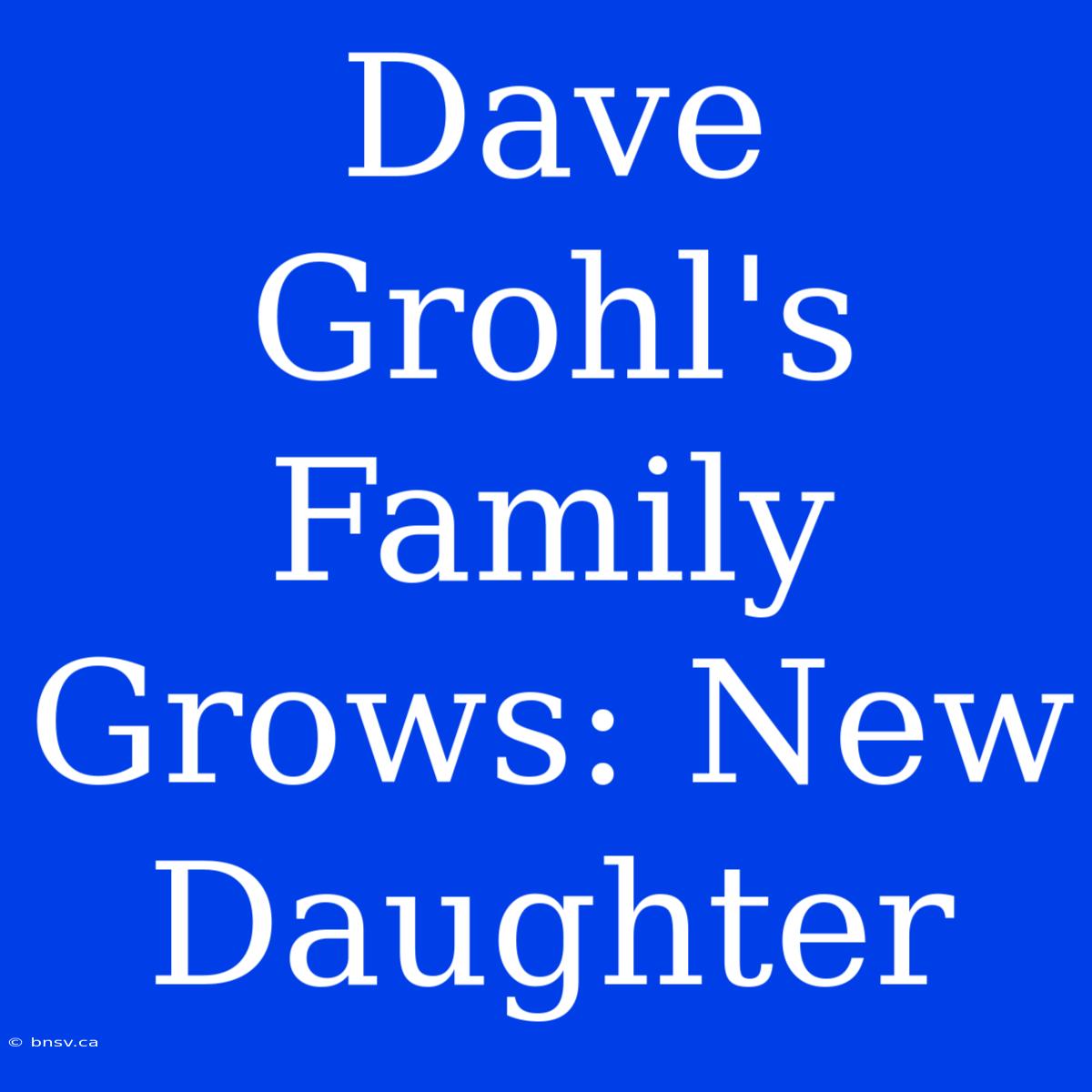 Dave Grohl's Family Grows: New Daughter