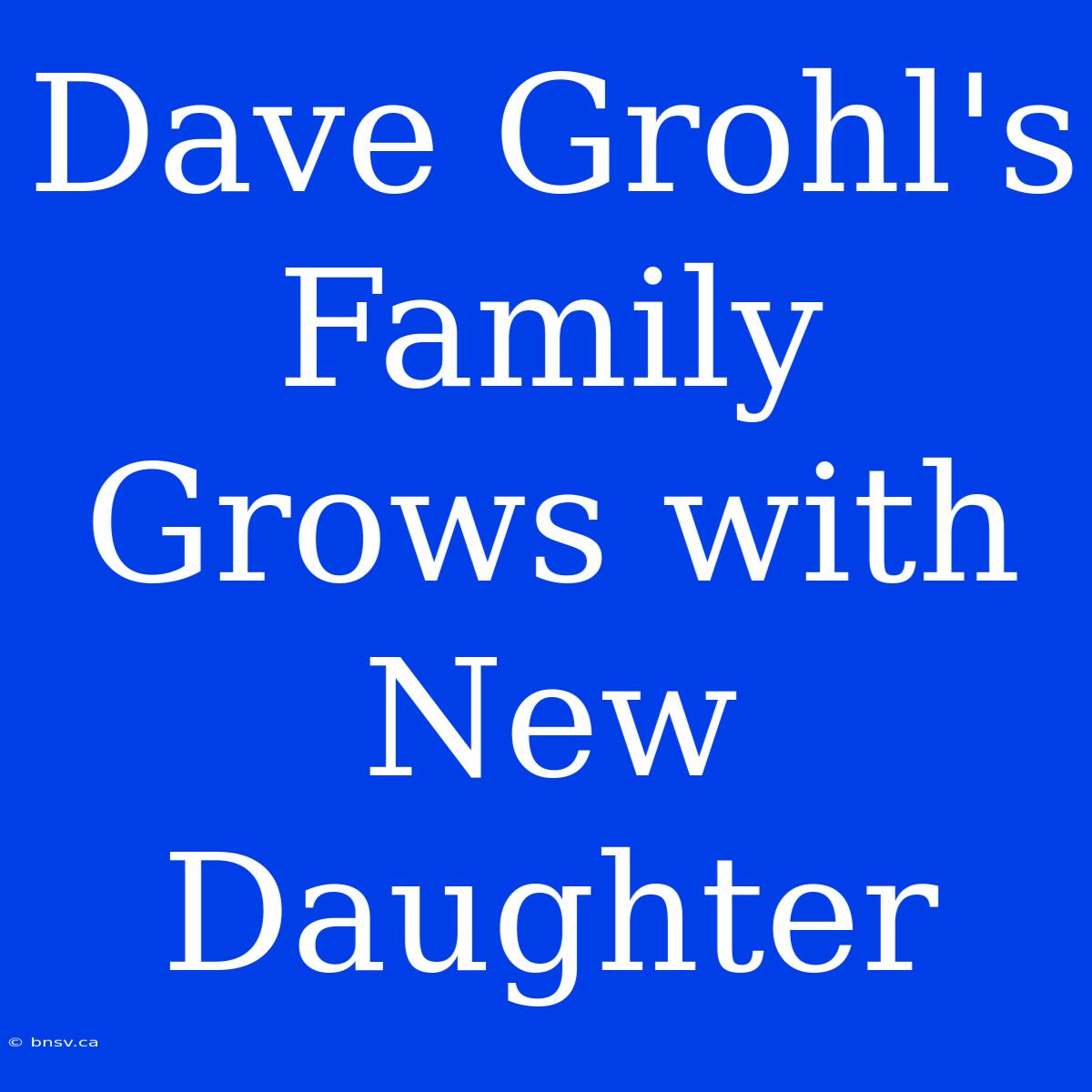 Dave Grohl's Family Grows With New Daughter