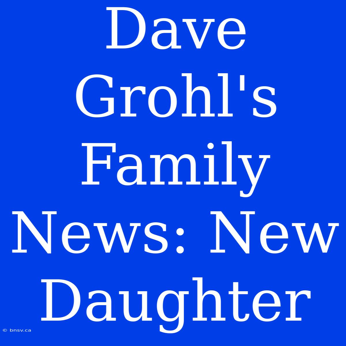 Dave Grohl's Family News: New Daughter