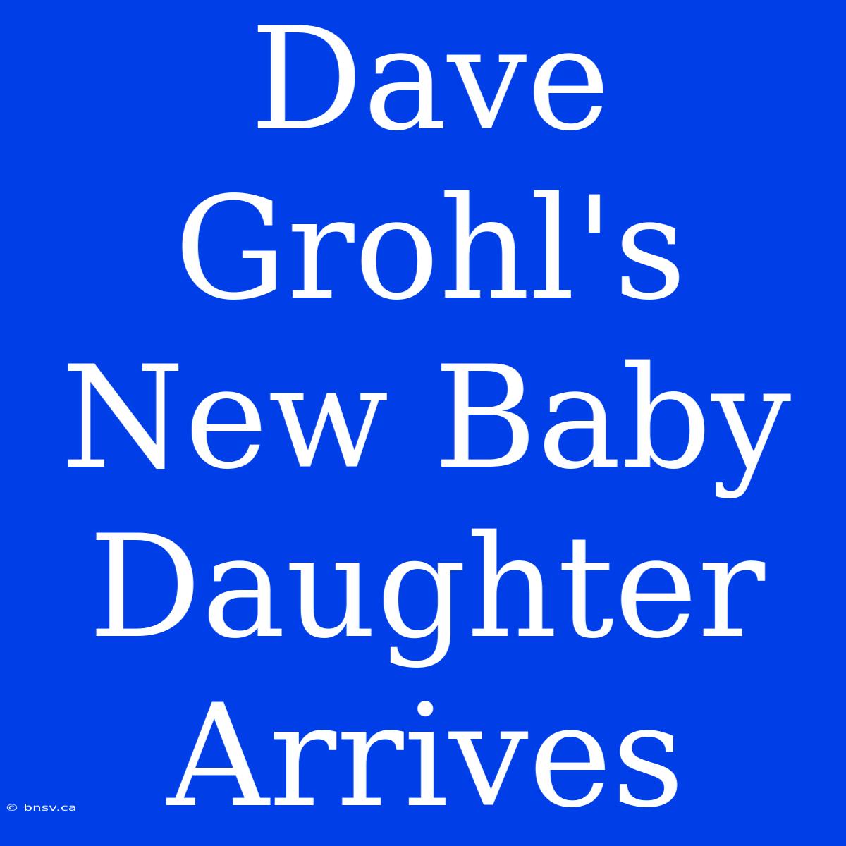 Dave Grohl's New Baby Daughter Arrives