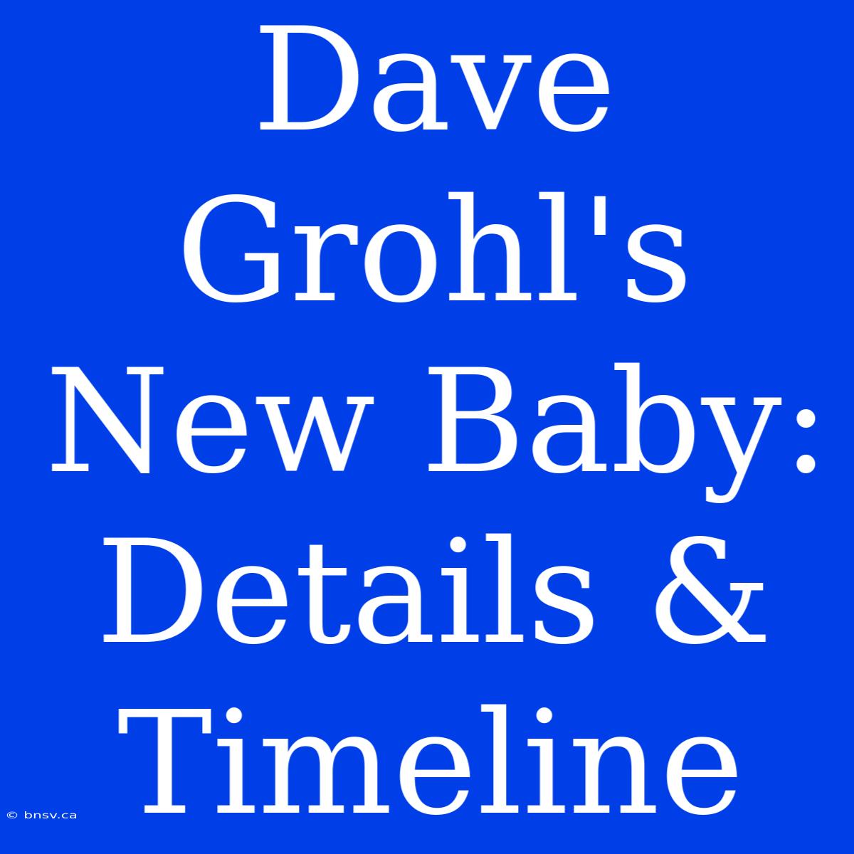 Dave Grohl's New Baby: Details & Timeline