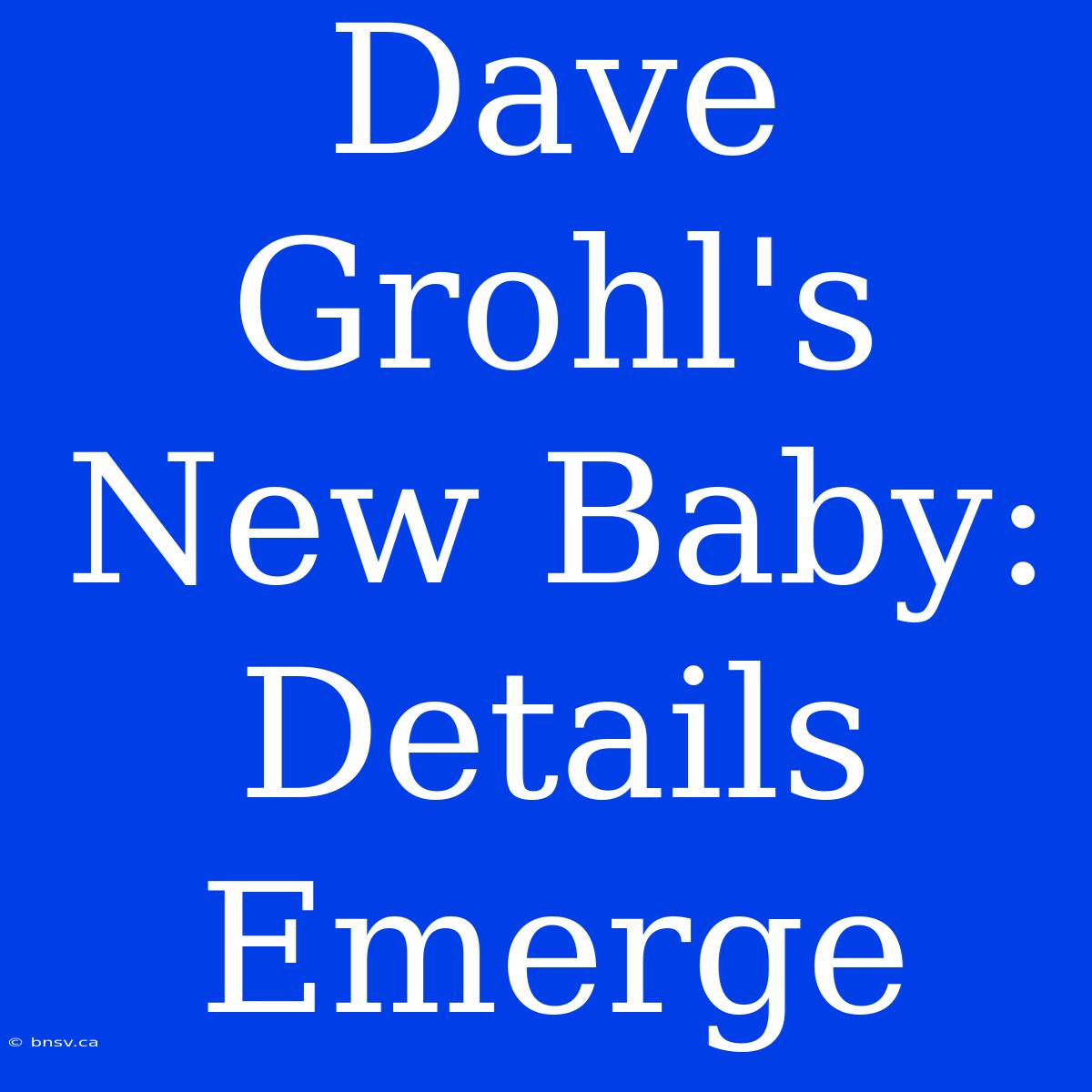 Dave Grohl's New Baby: Details Emerge