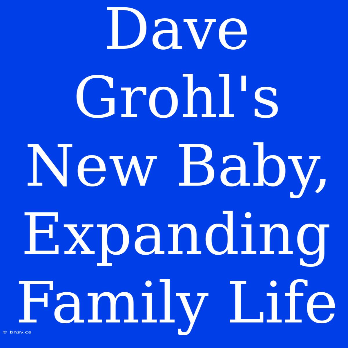 Dave Grohl's New Baby, Expanding Family Life