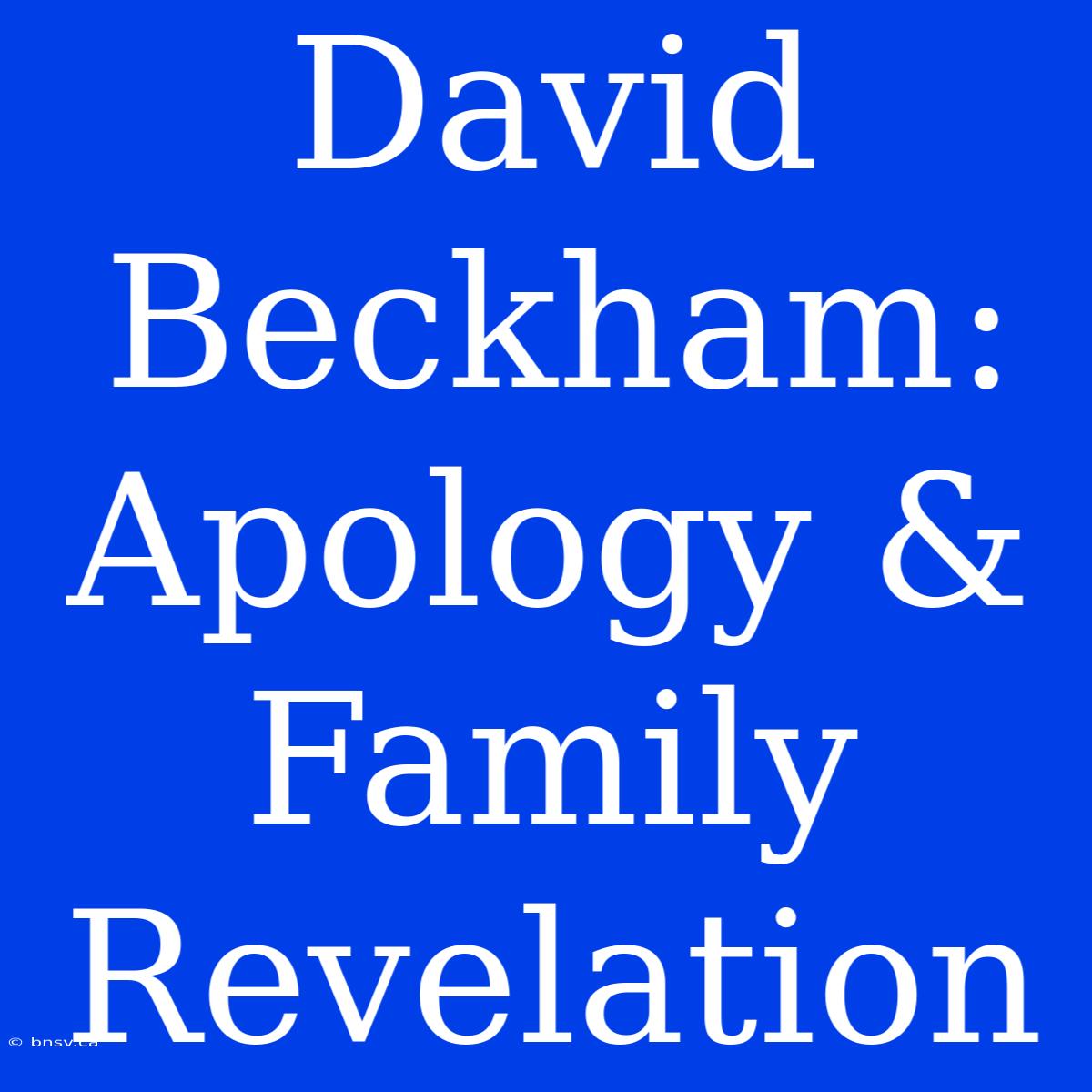 David Beckham: Apology & Family Revelation