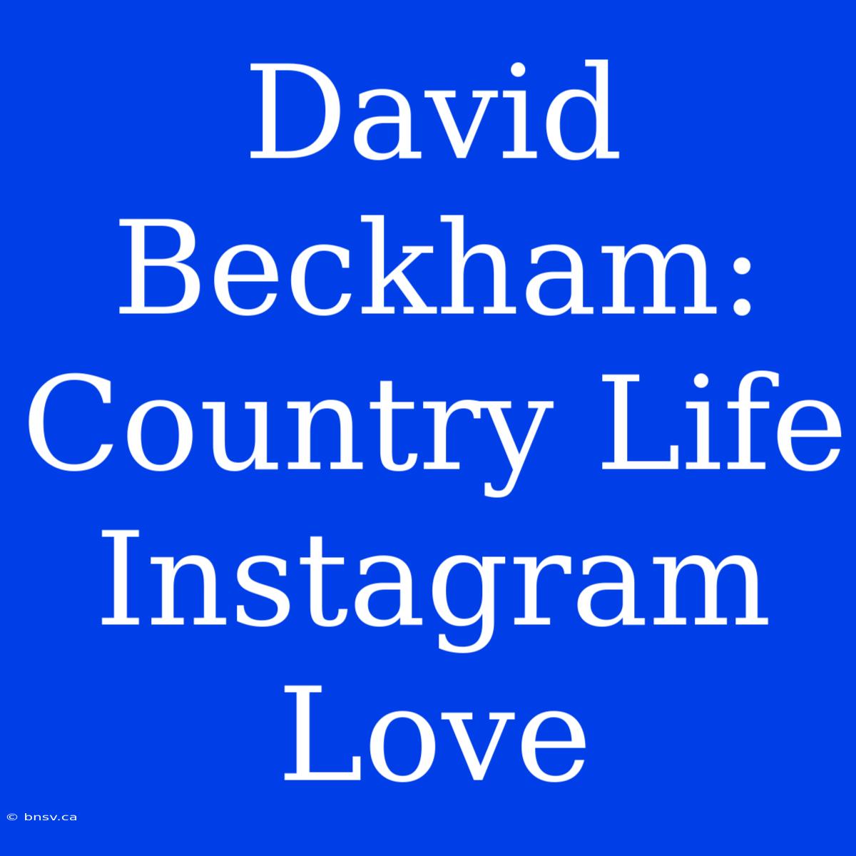 David Beckham: Country Life Instagram Love