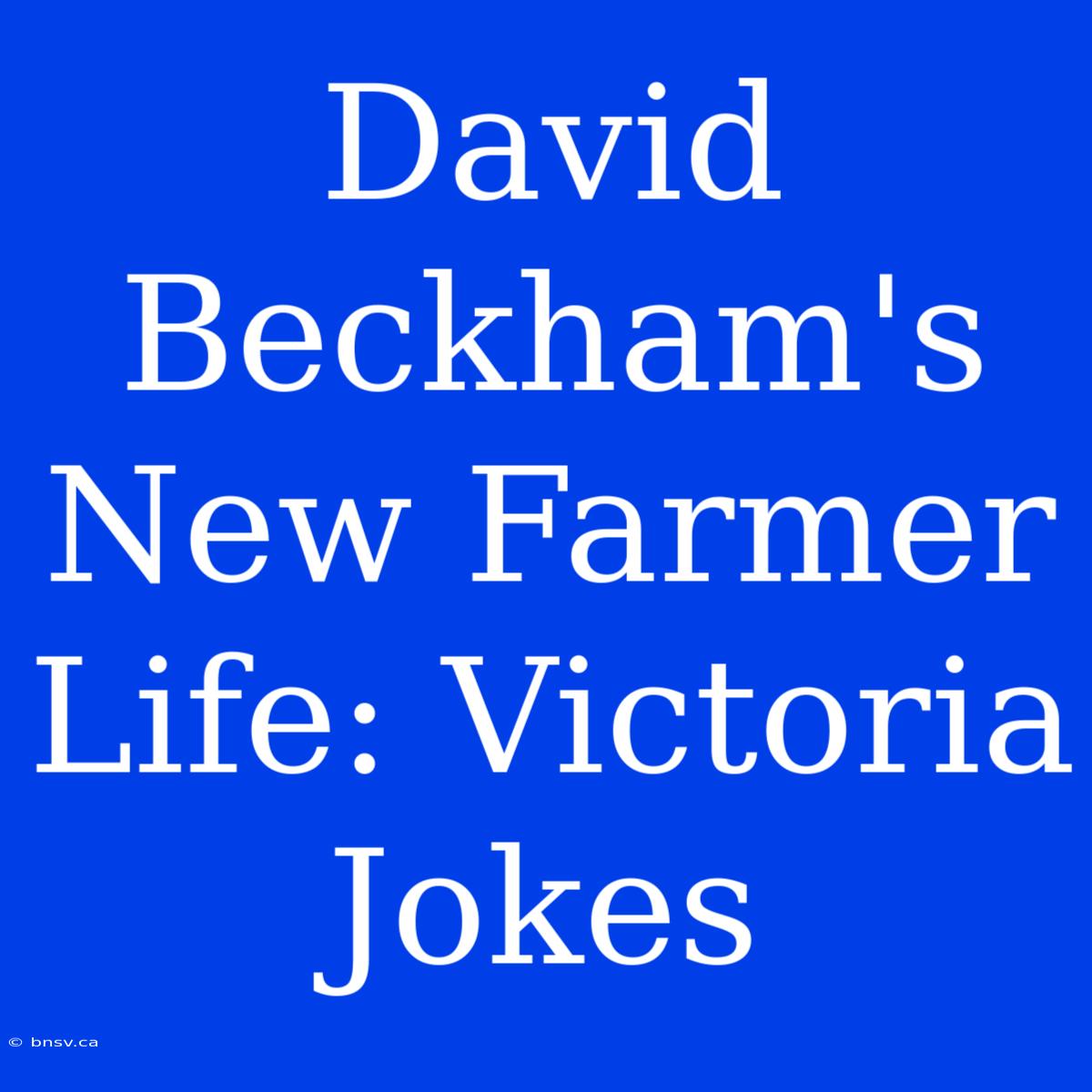 David Beckham's New Farmer Life: Victoria Jokes