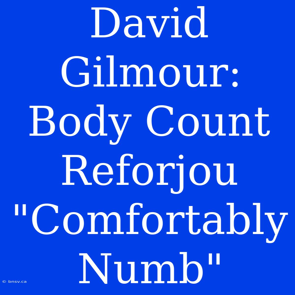 David Gilmour: Body Count Reforjou 