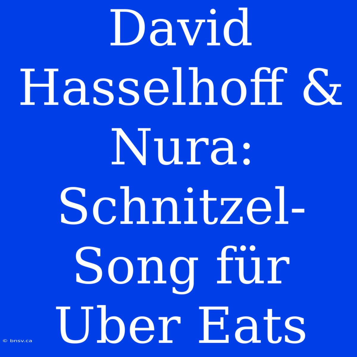 David Hasselhoff & Nura: Schnitzel-Song Für Uber Eats