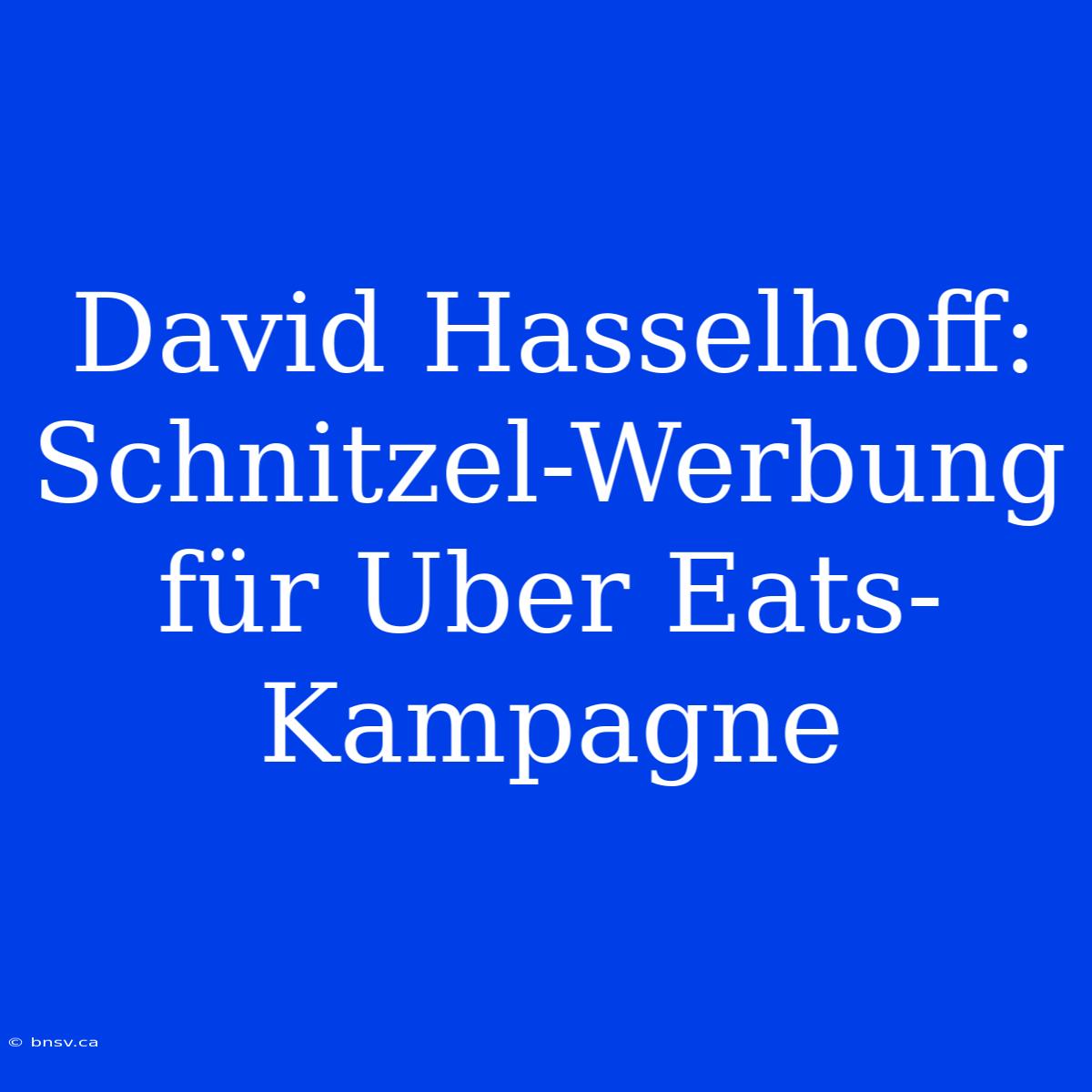 David Hasselhoff: Schnitzel-Werbung Für Uber Eats-Kampagne