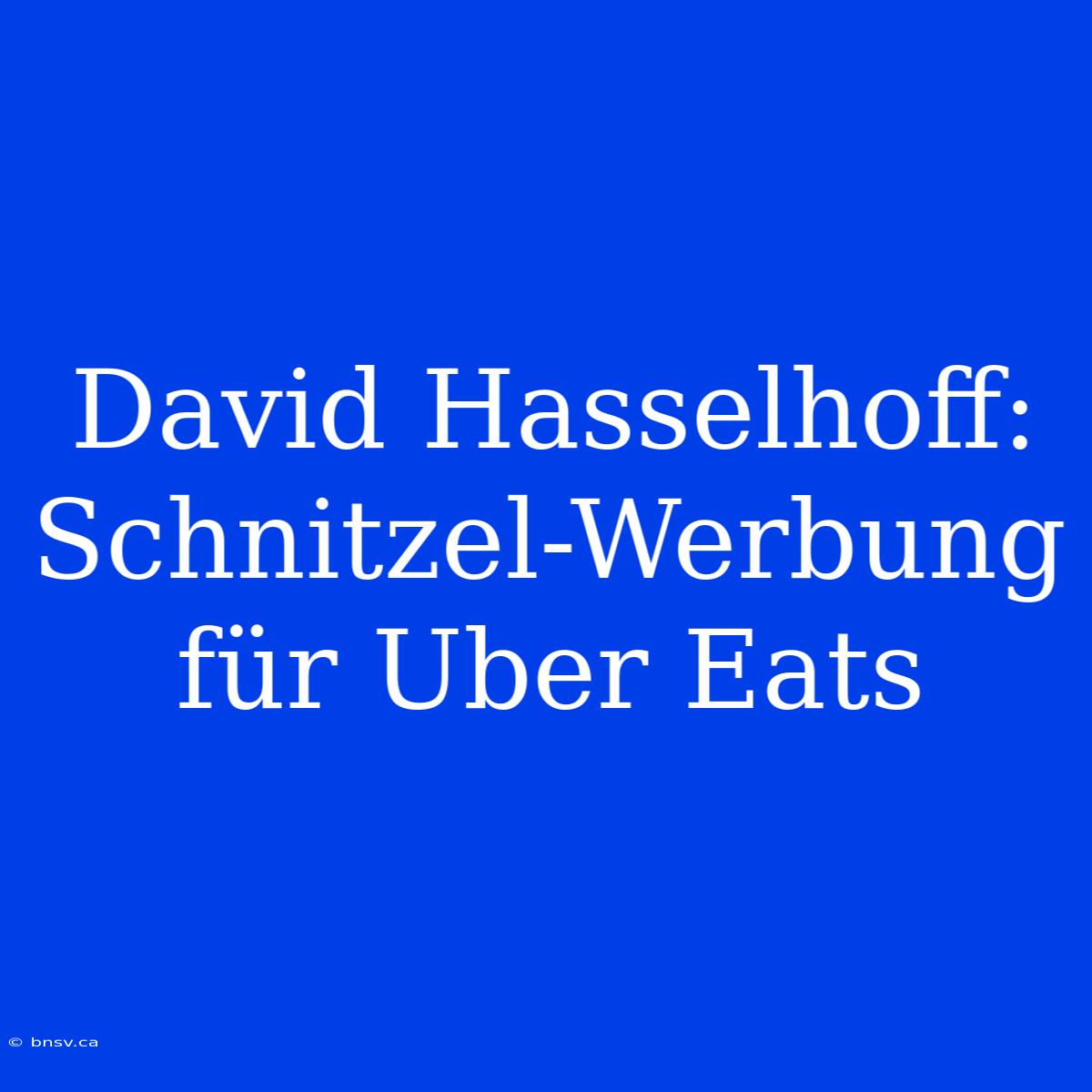 David Hasselhoff: Schnitzel-Werbung Für Uber Eats